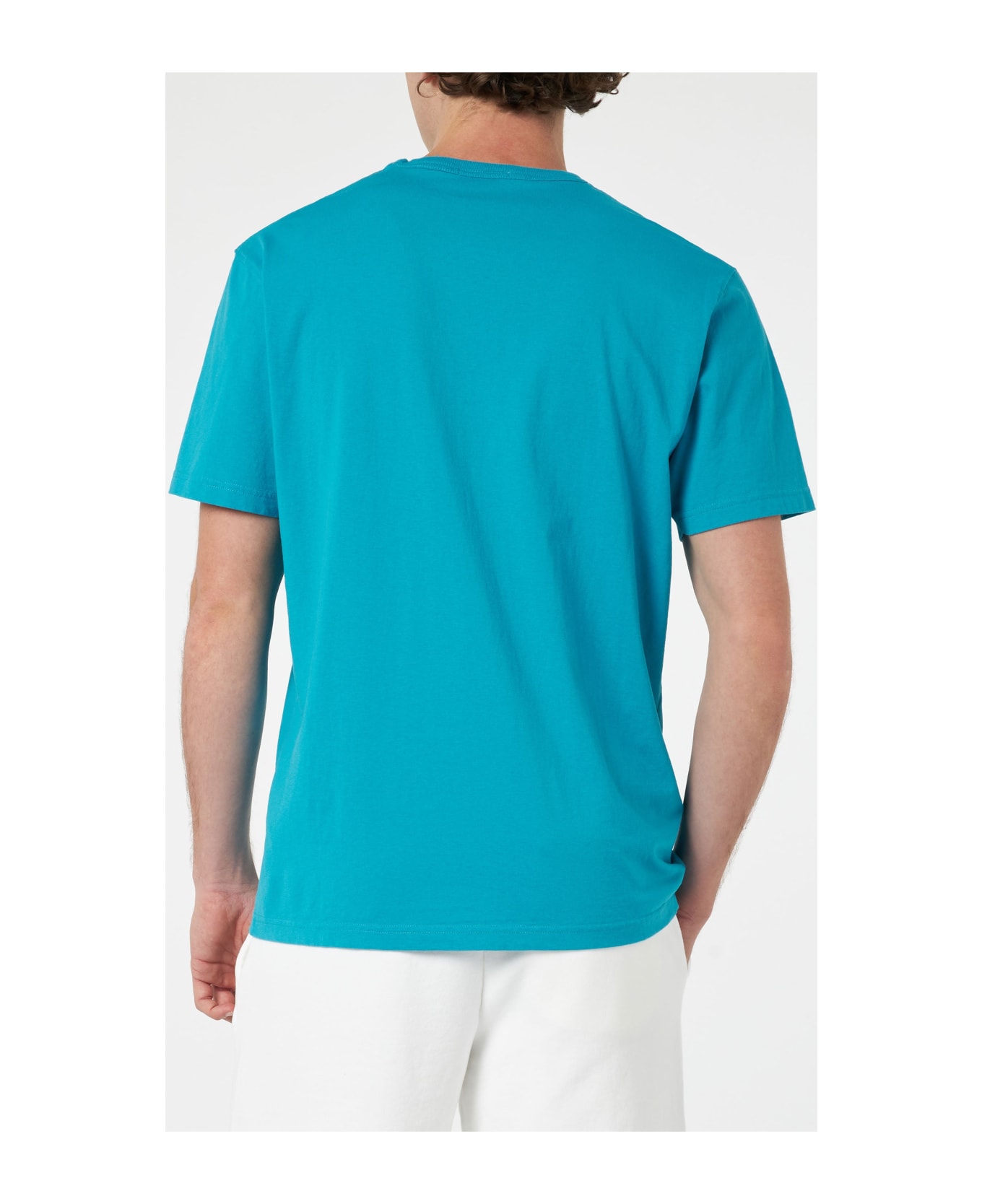 MC2 Saint Barth Man Teal Cotton Jersey T-shirt Dover With St. Barth Embroidery - GREEN