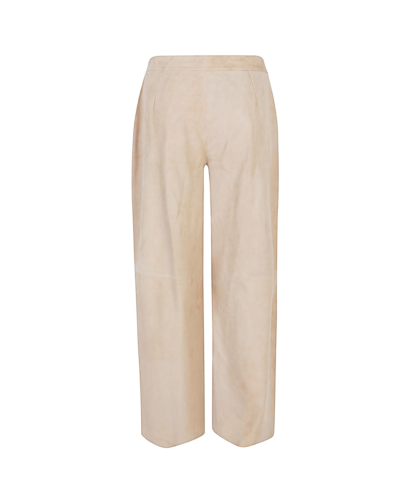 Via Masini 80 Suede Leather Trousers - Beige