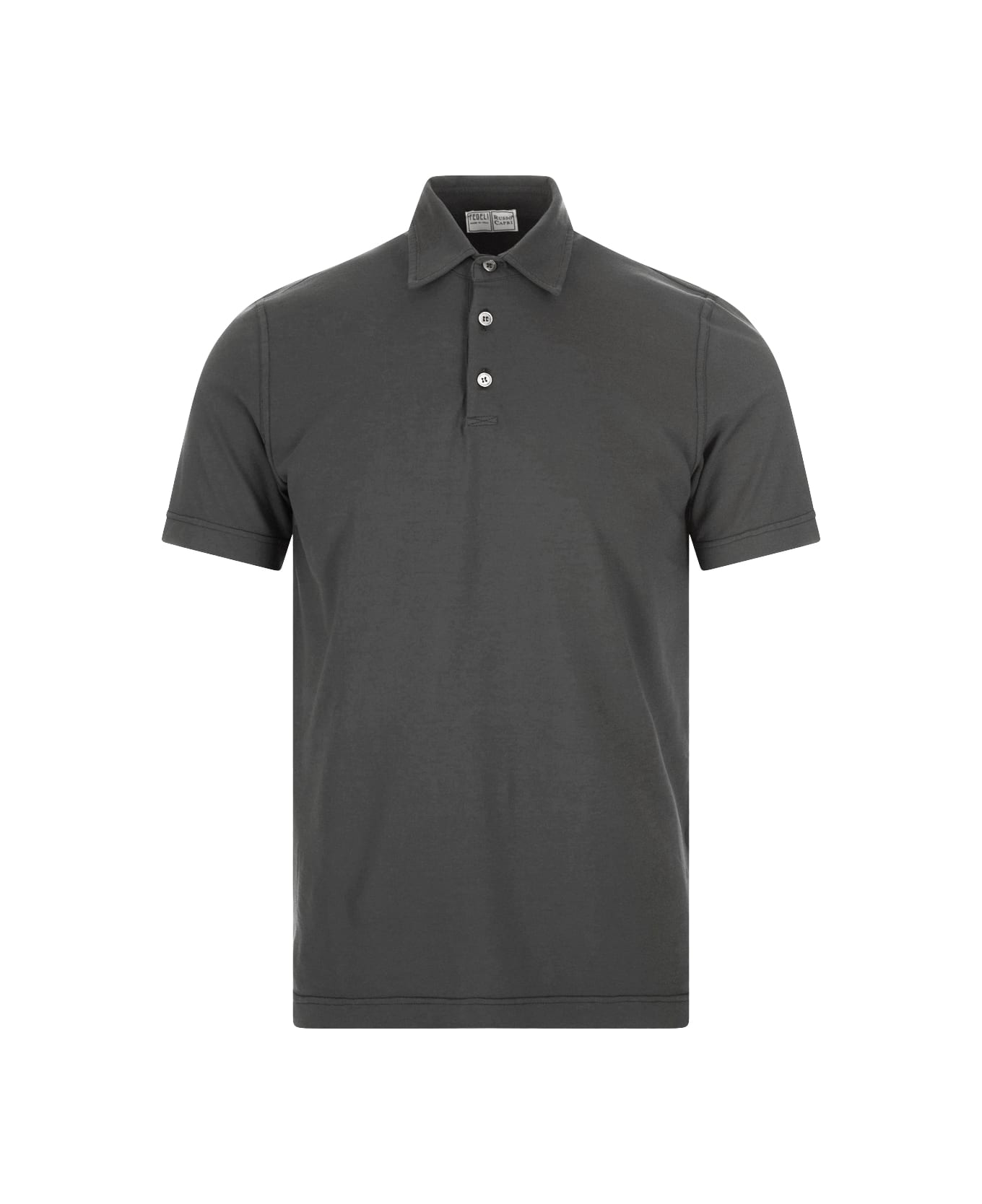 Fedeli Short-sleeved Polo Shirt In Dark Grey Cotton - Grey