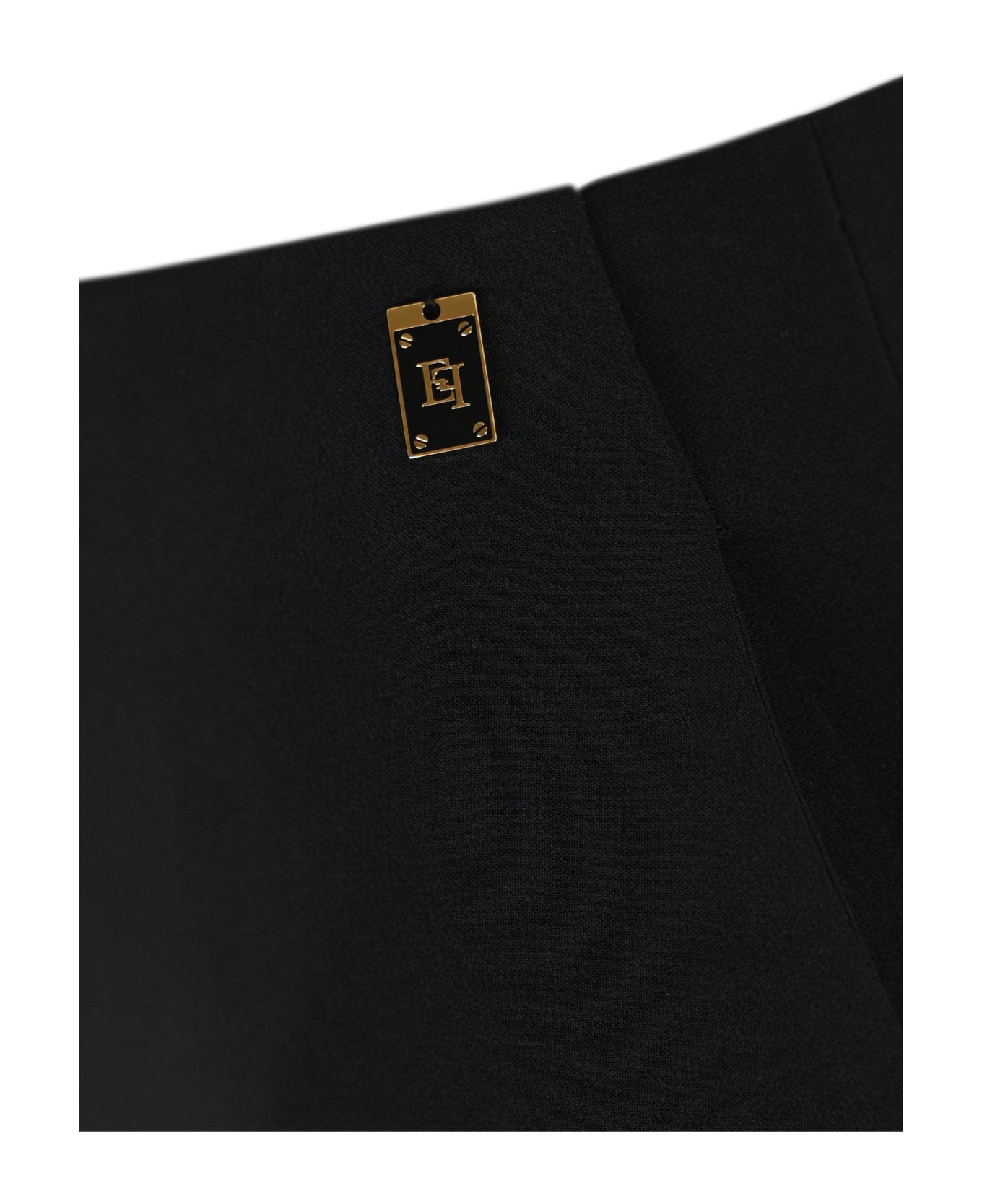 Elisabetta Franchi Long Skirt In Light Crepe With Slit - Black スカート
