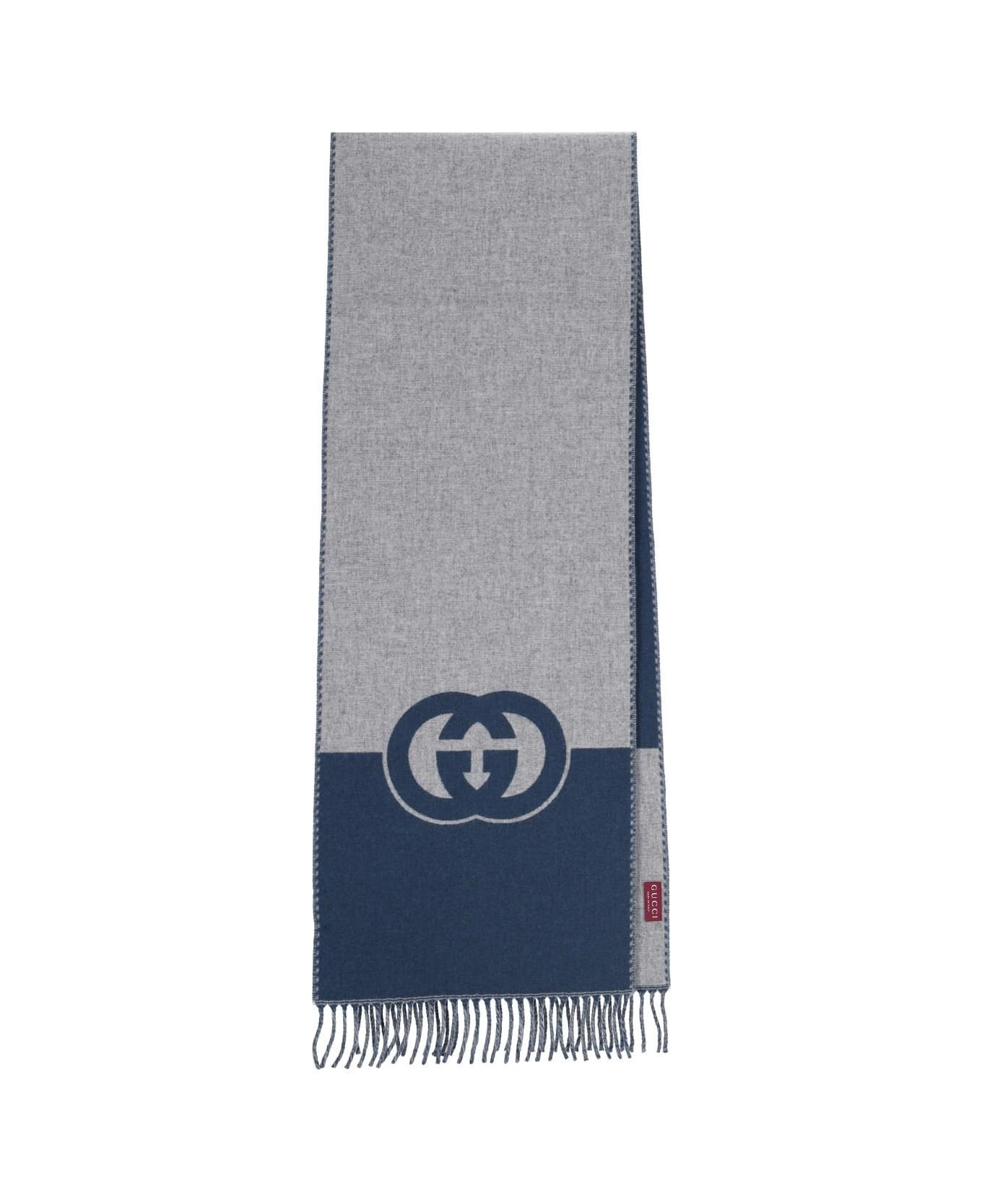 Gucci Reversible Crossed Scarf 'gg' - Blue スカーフ