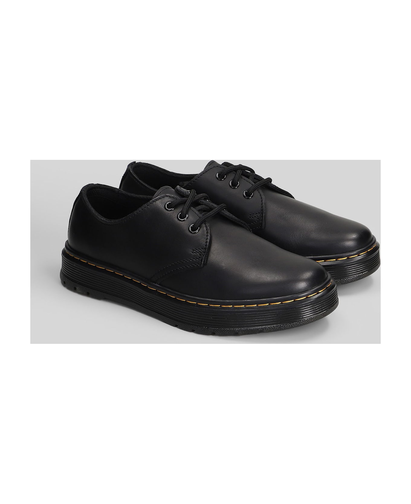 Dr. Martens Brookline Lo Lace Up Shoes In Black Leather - black