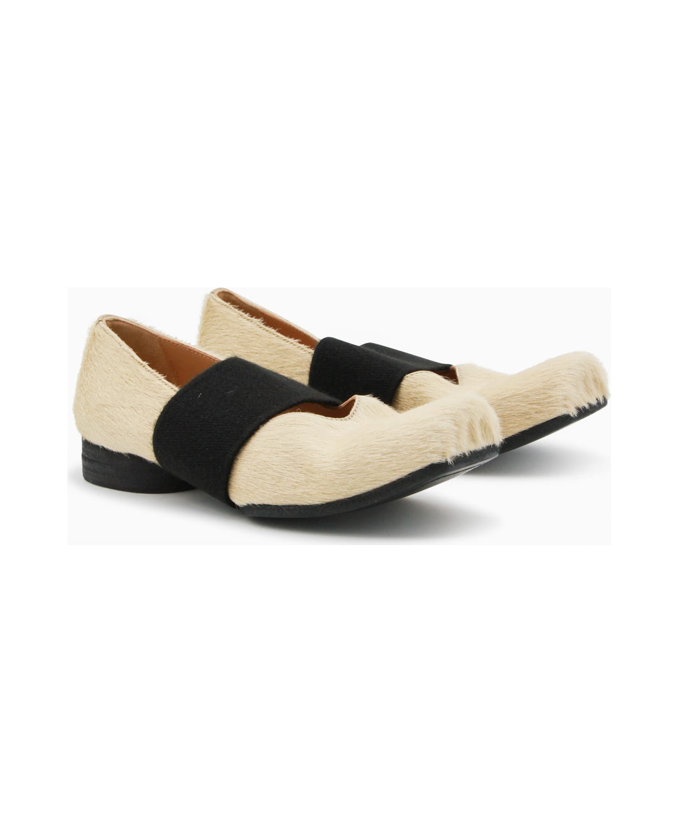 Uma Wang White Leather Ballet Flats - Beige