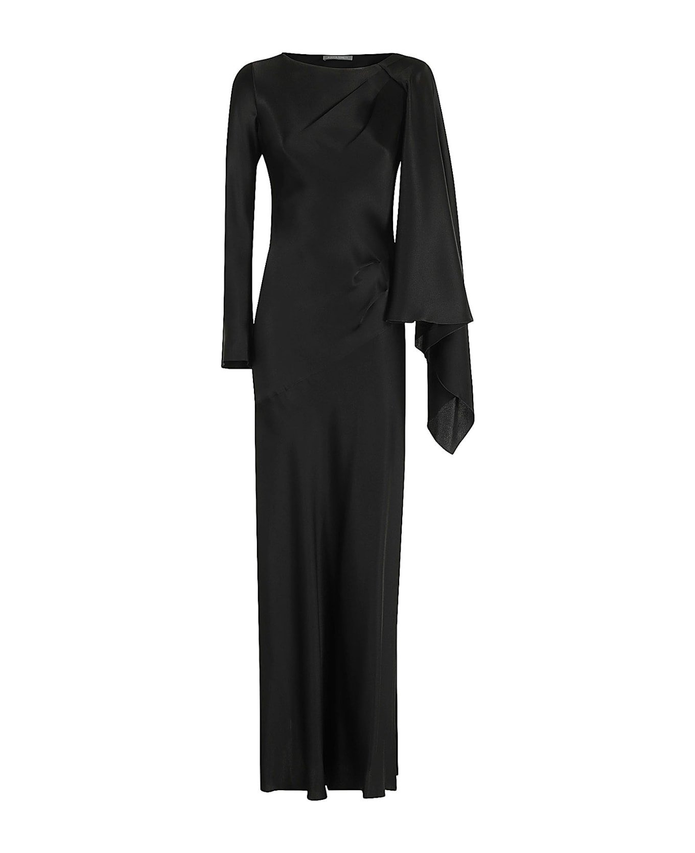 Alberta Ferretti Kimono Sleeved Satin Dress - Nero