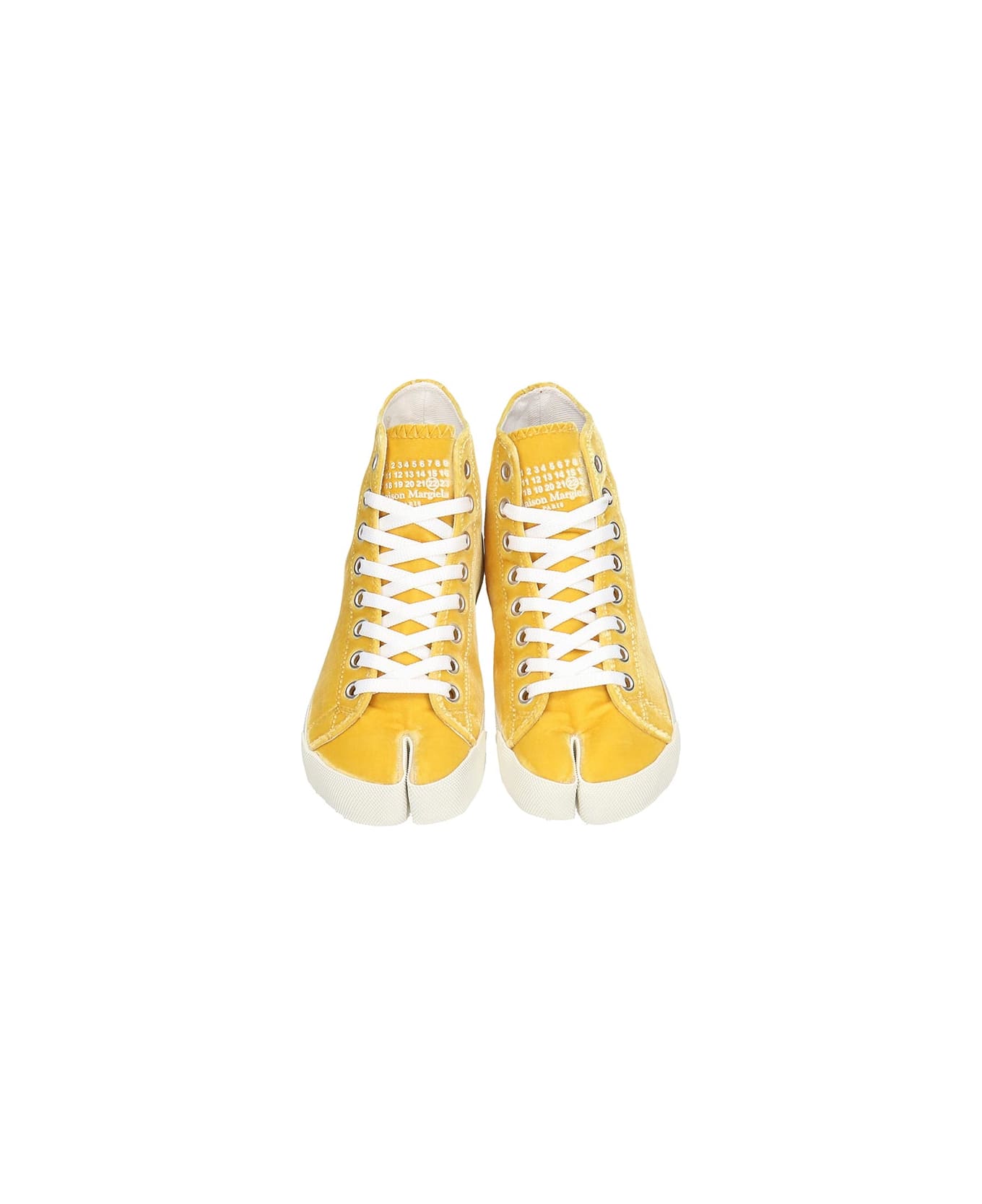 Maison Margiela Sneakers In Yellow Velvet - yellow
