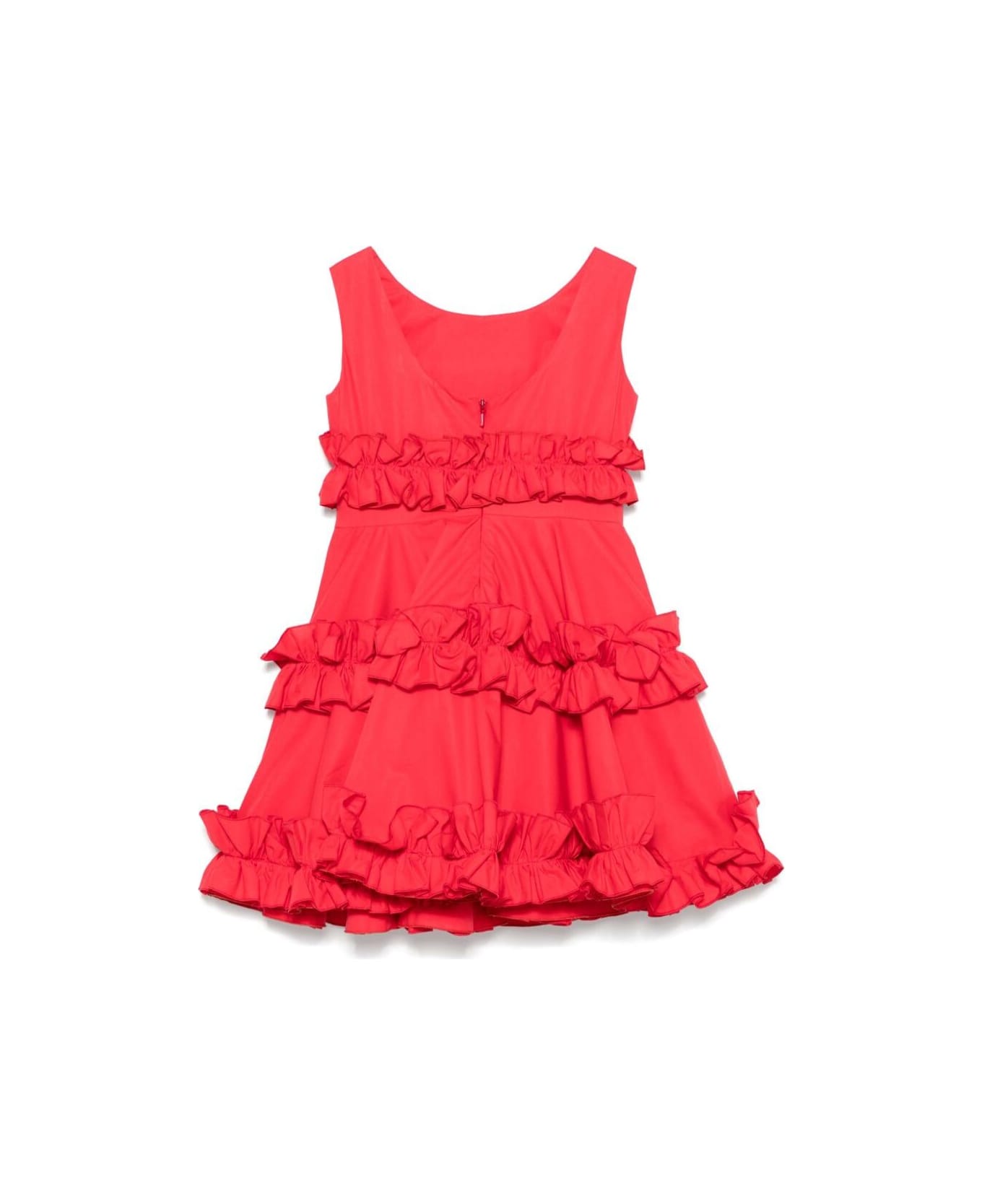 Monnalisa Red Sleeveless Dress With Round Neck And Ruches In Cotton Girl - Red