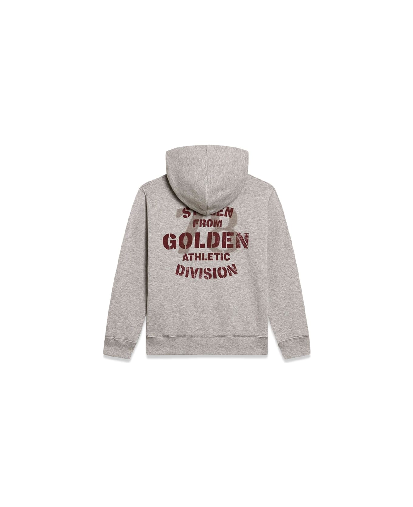 Golden Goose Journey/ Boy's Zipped Sweatshirt Hoodie/ Melange Cotton Stolen From Golden Print - GREY