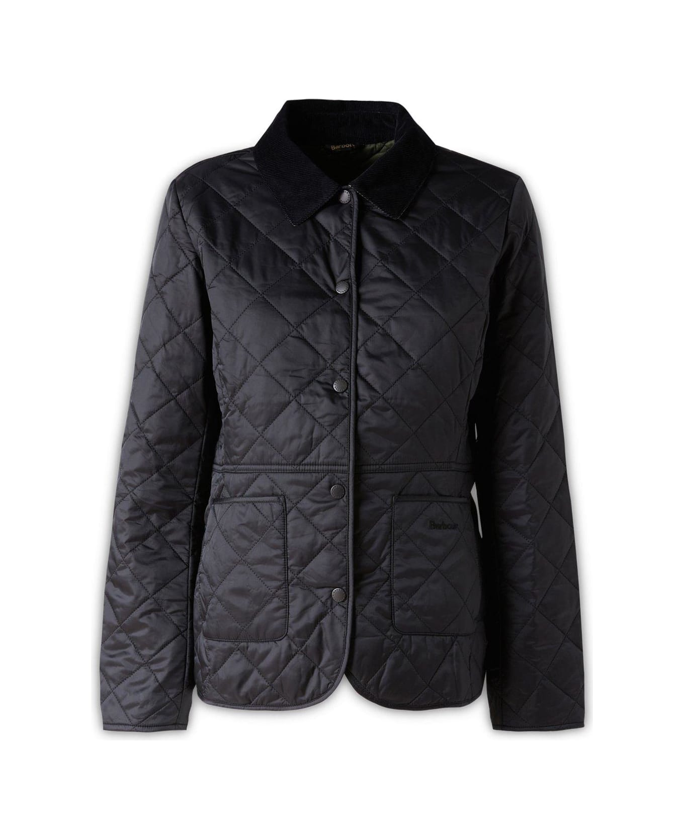 Barbour Deveron Quilted Buttoned Jacket - Black/olive