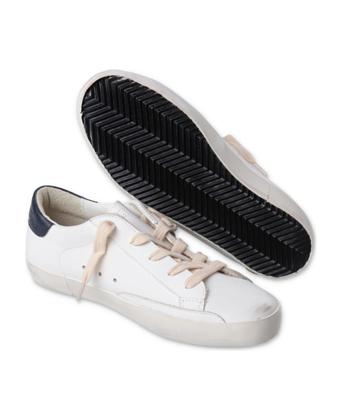 Golden Goose Sneakers Bianche In Pelle Con Lacci Effetto Vintage Bambino - Bianco