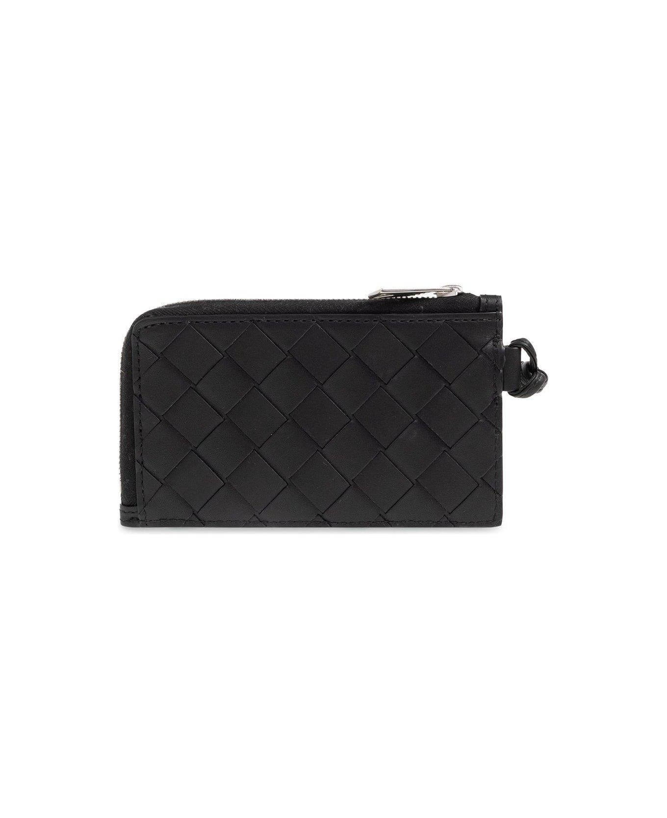 Bottega Veneta Intrecciato L-zippered Card Holder - BLACK