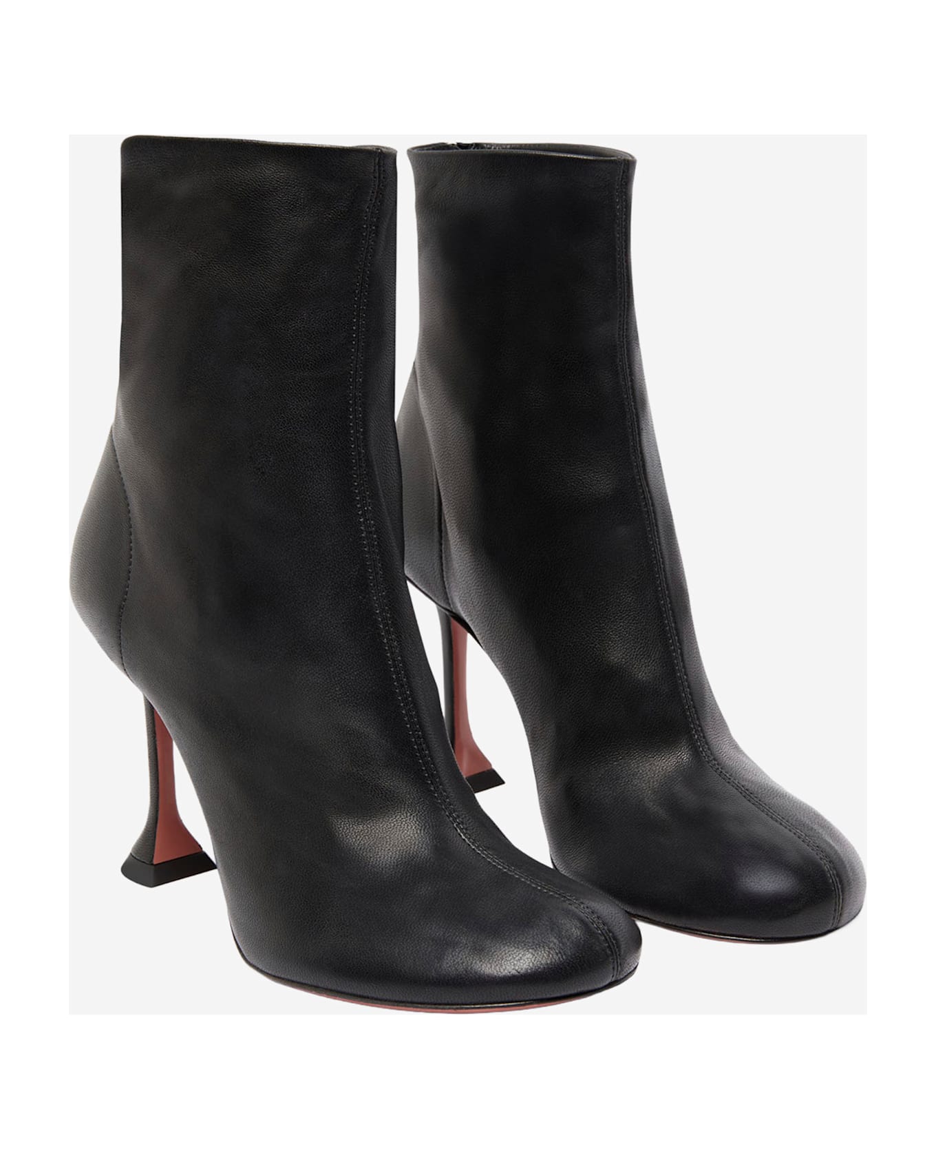 Amina Muaddi Iris Leather Ankle Boots - Black
