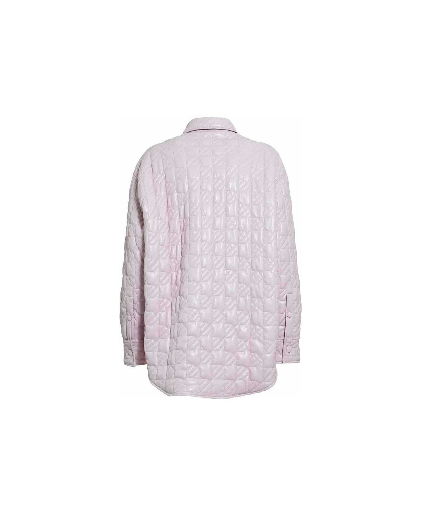 MSGM Diamond Press-stud Fastened Quilted Jacket - Pink シャツ