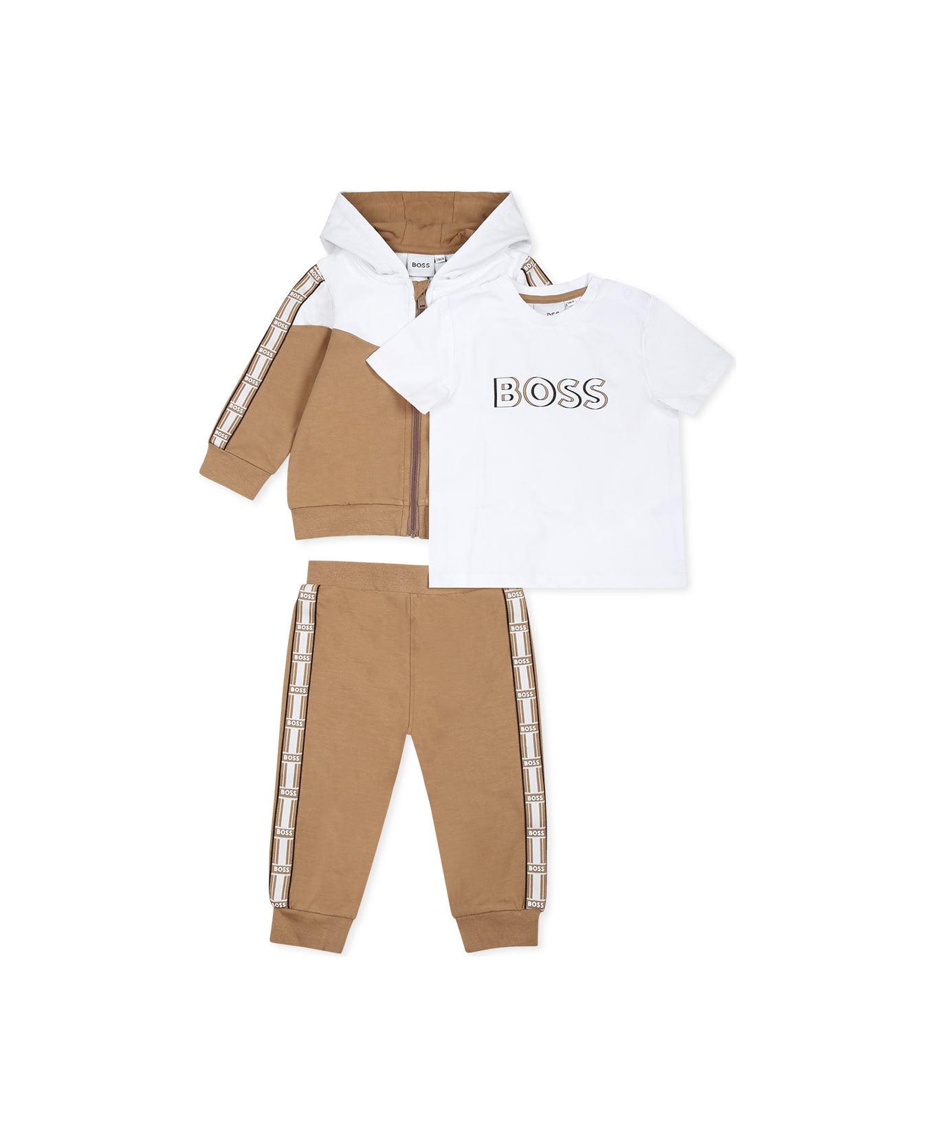 Hugo Boss Brown Suit For Baby Boy With Logo - Brown