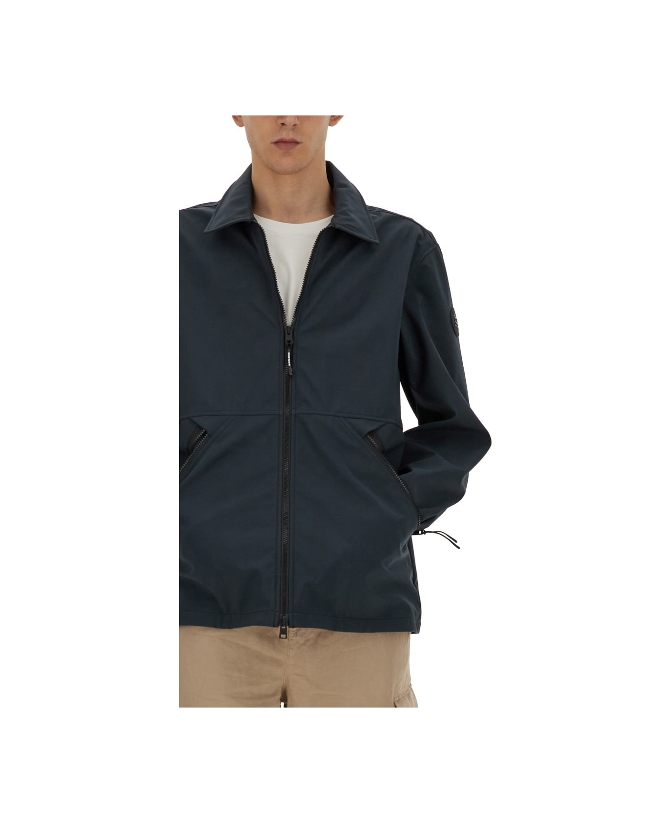 Woolrich Jacket With Logo - Melton Blue