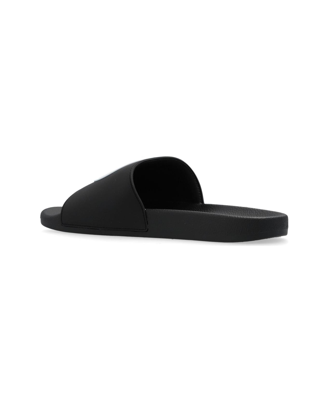 Versace Jeans Couture Logo Embossed Slides - BLACK