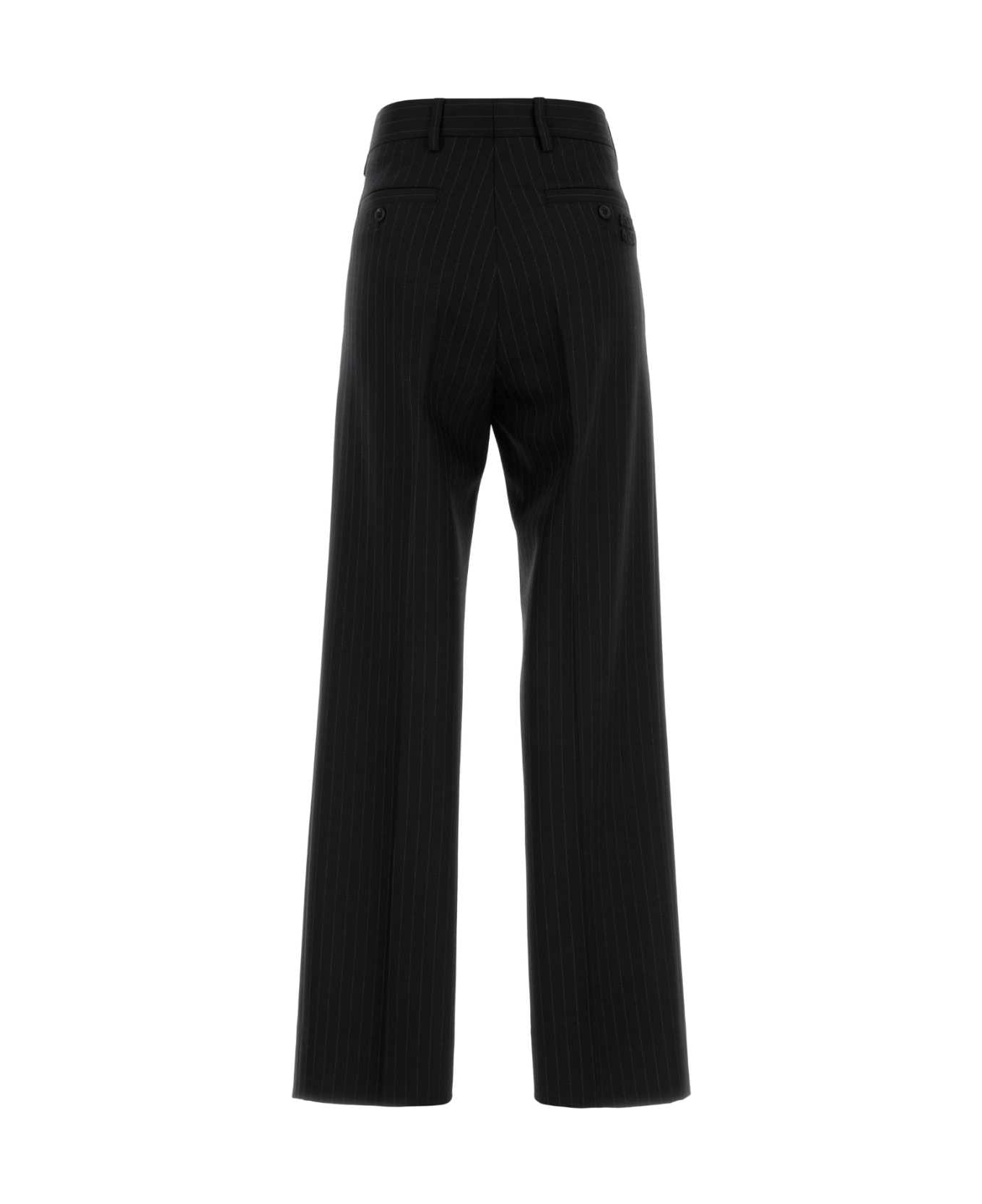 Miu Miu Embroidered Stretch Wool Palazzo Pant - NERO