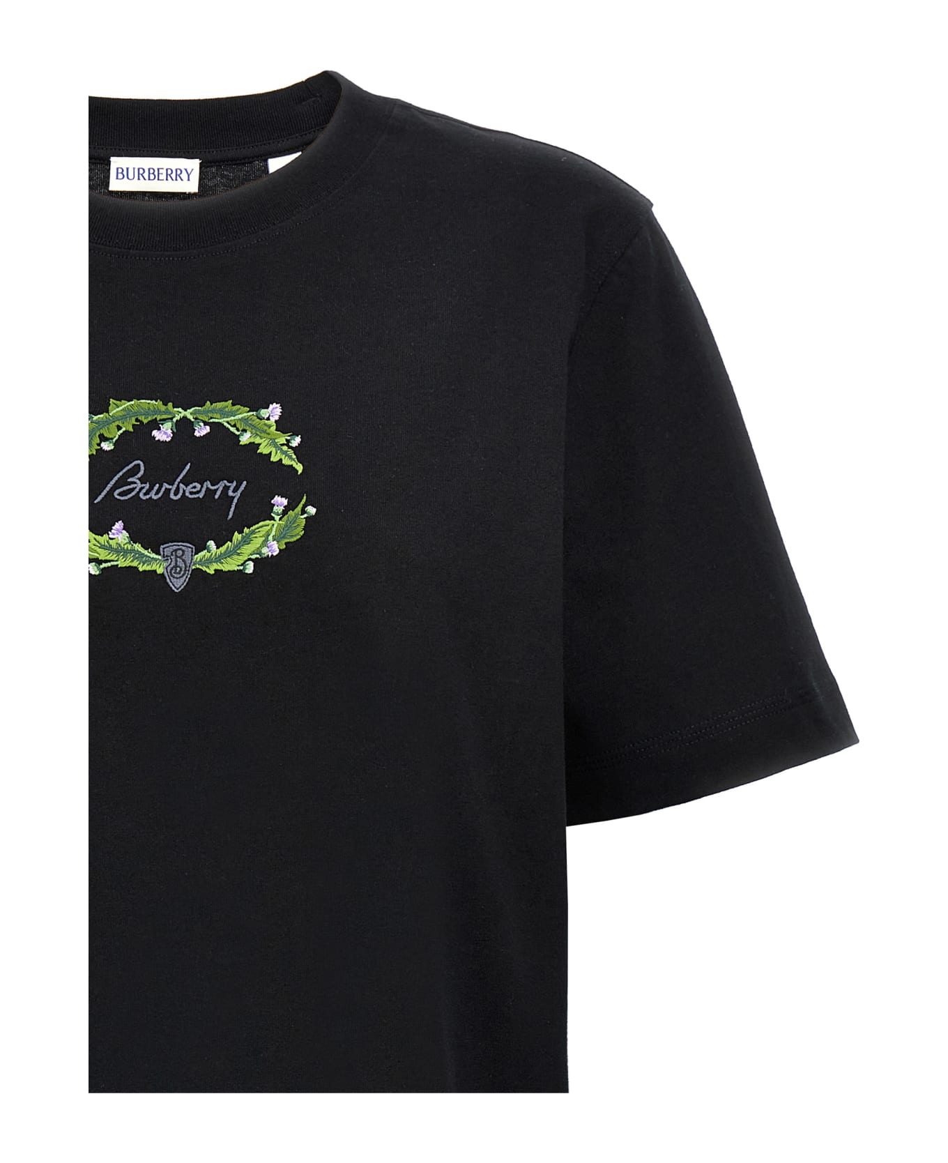 Burberry Logo Embroidery T-shirt - Black  