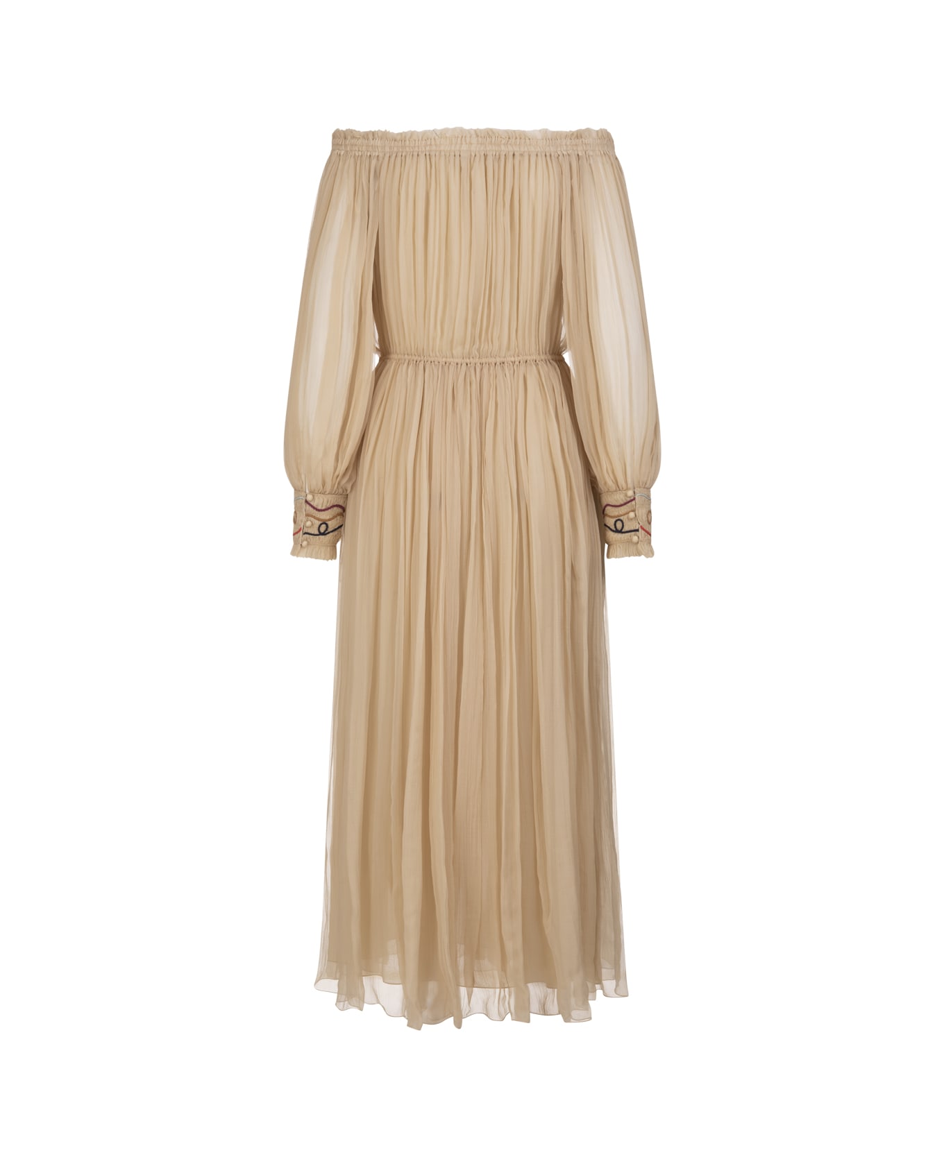 Chloé Maxi Dress In Beige Silk With Off Shoulders | italist, ALWAYS ...