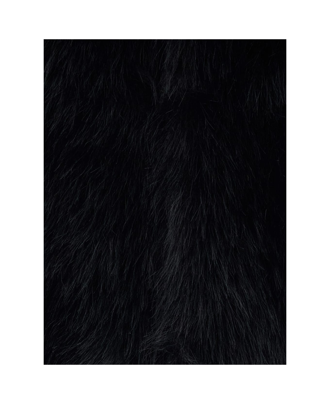Tonywack Black Jacket With Classic Collar In Faux Fur Man - Black