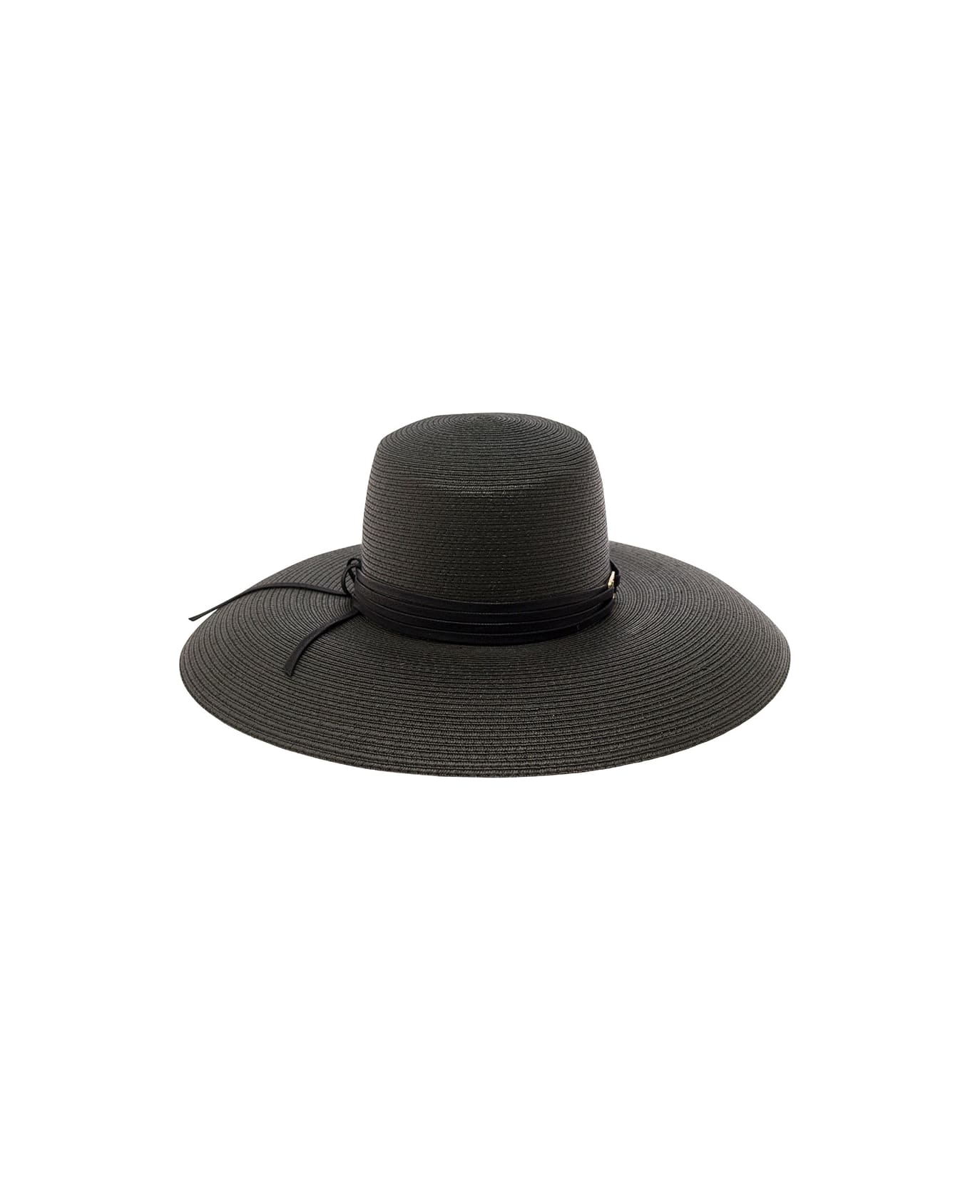 Alberta Ferretti Black Wide Hat In Straw Woman - Black 帽子