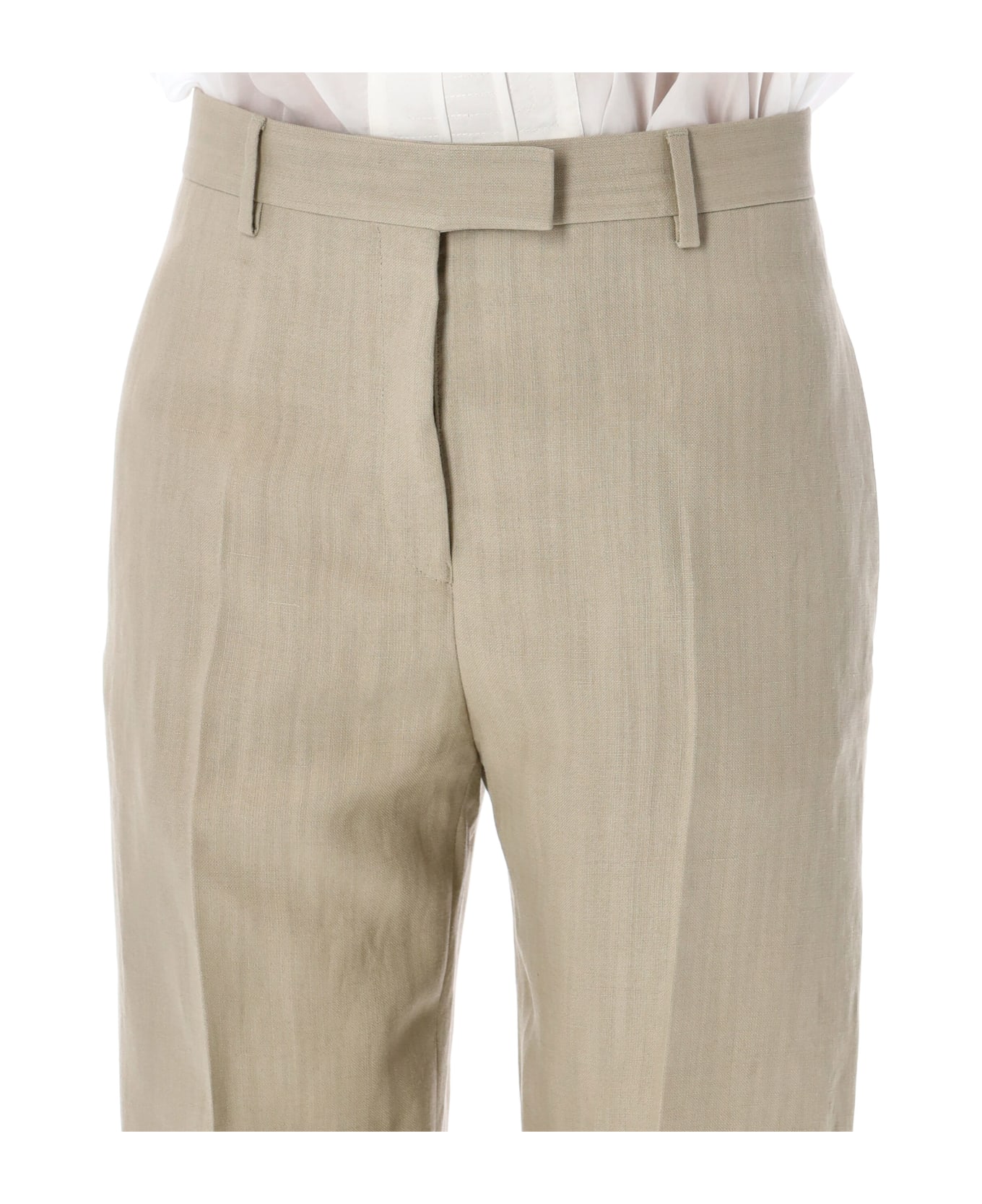 Ferragamo Linen Blend Tailored Trousers - BEIGE STONE ボトムス