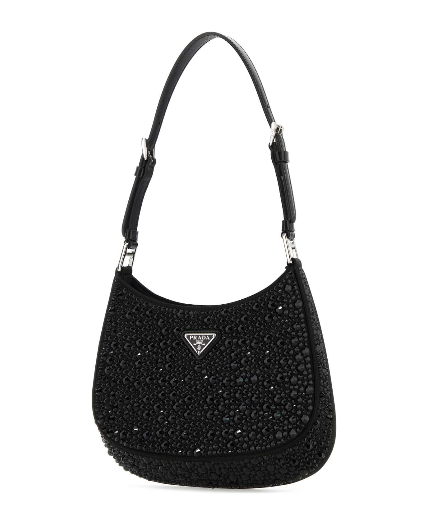 Prada Embellished Satin Cleo Handbag - NERO