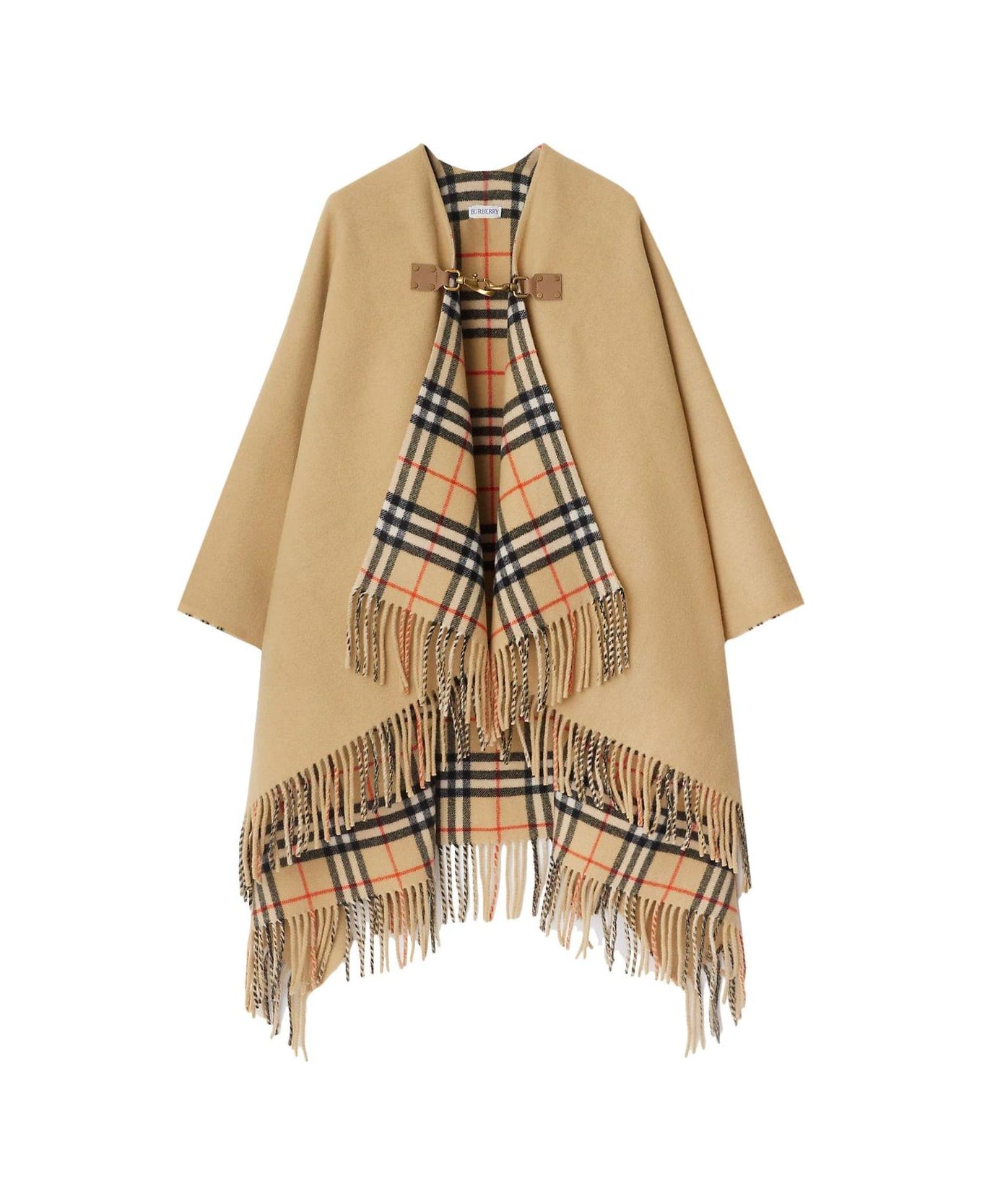 Burberry Checked Fringed-edge Cape - NEUTRALS