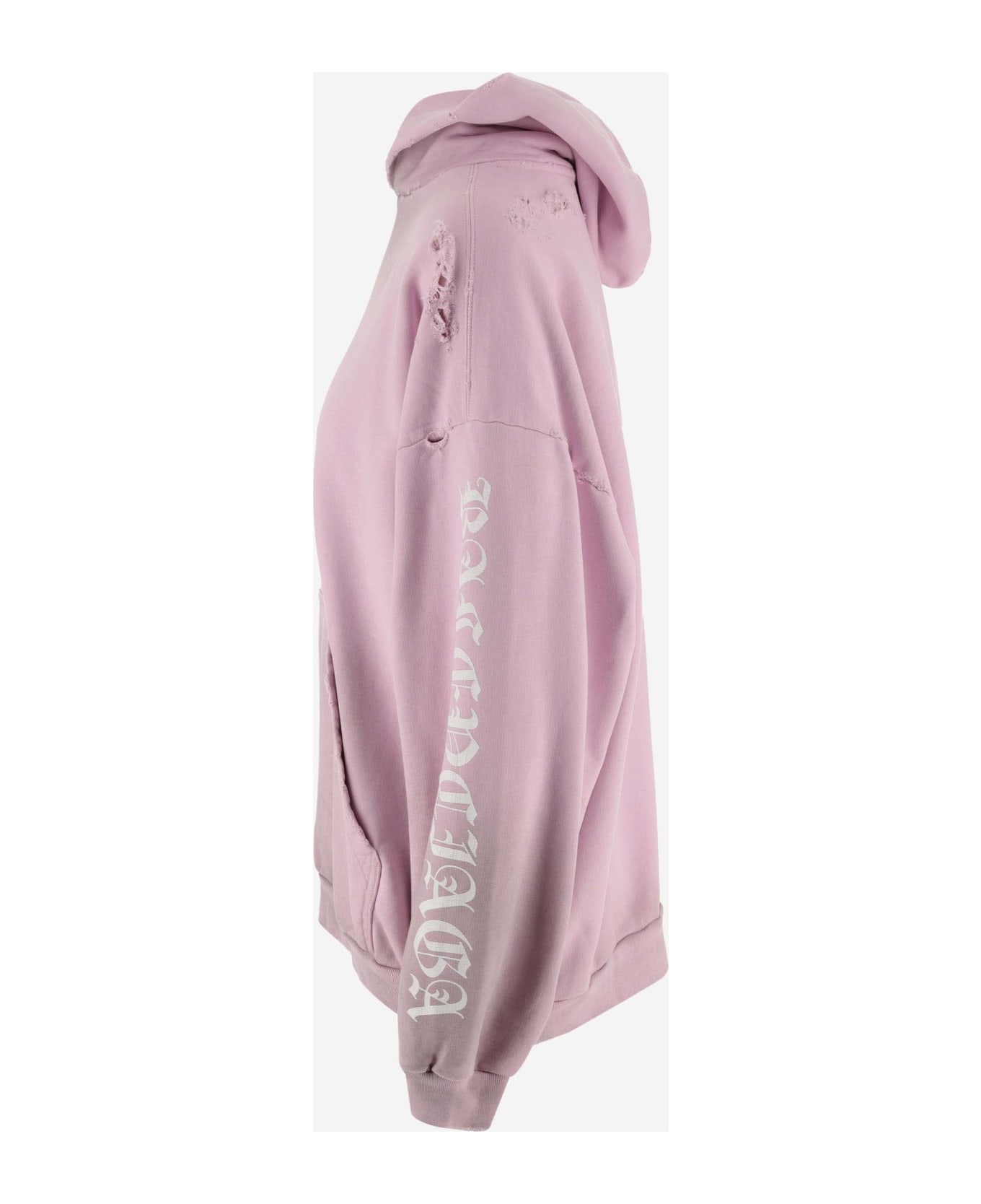 Balenciaga Cotton Hoodie With Logo - LIGHT PINK