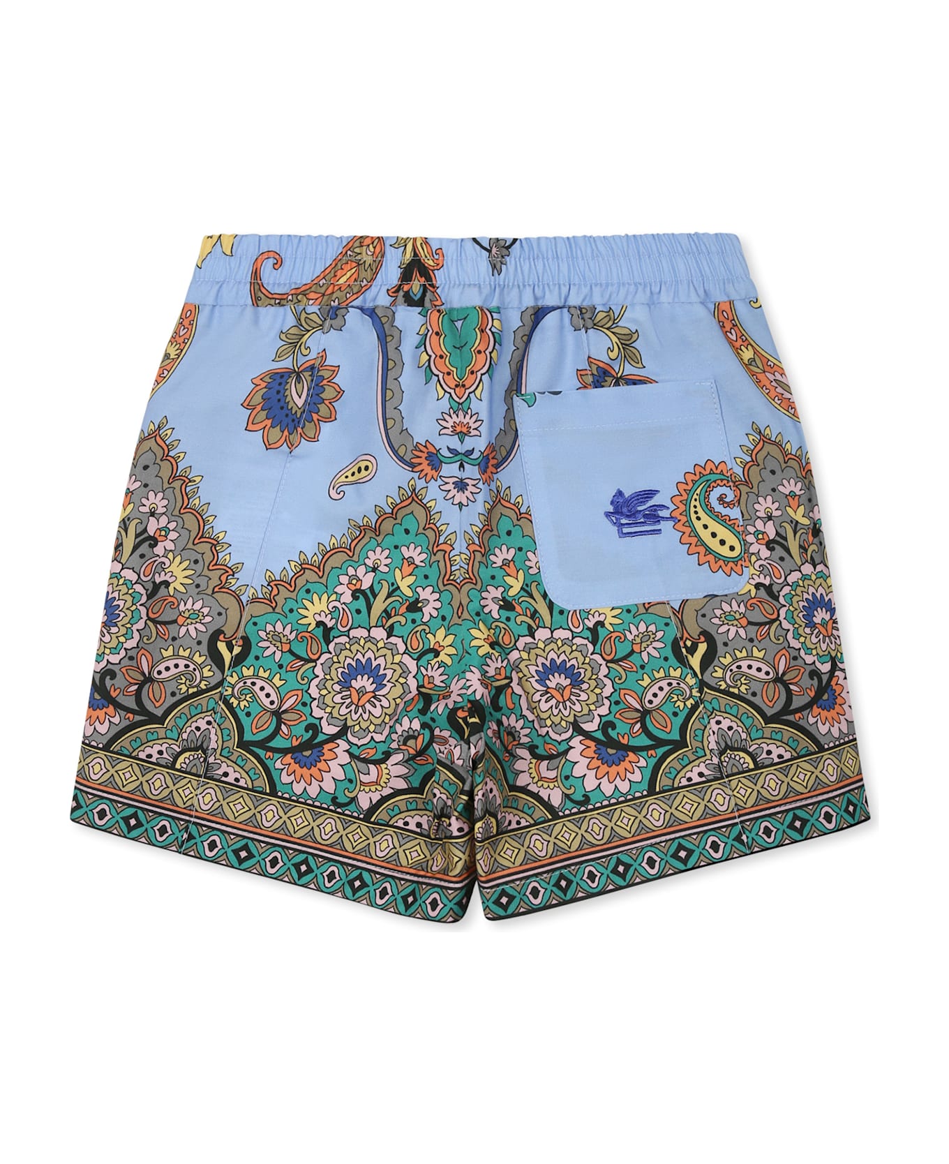 Etro Light Blue Shorts For Baby Boy With Paisley Pattern - Light Blue