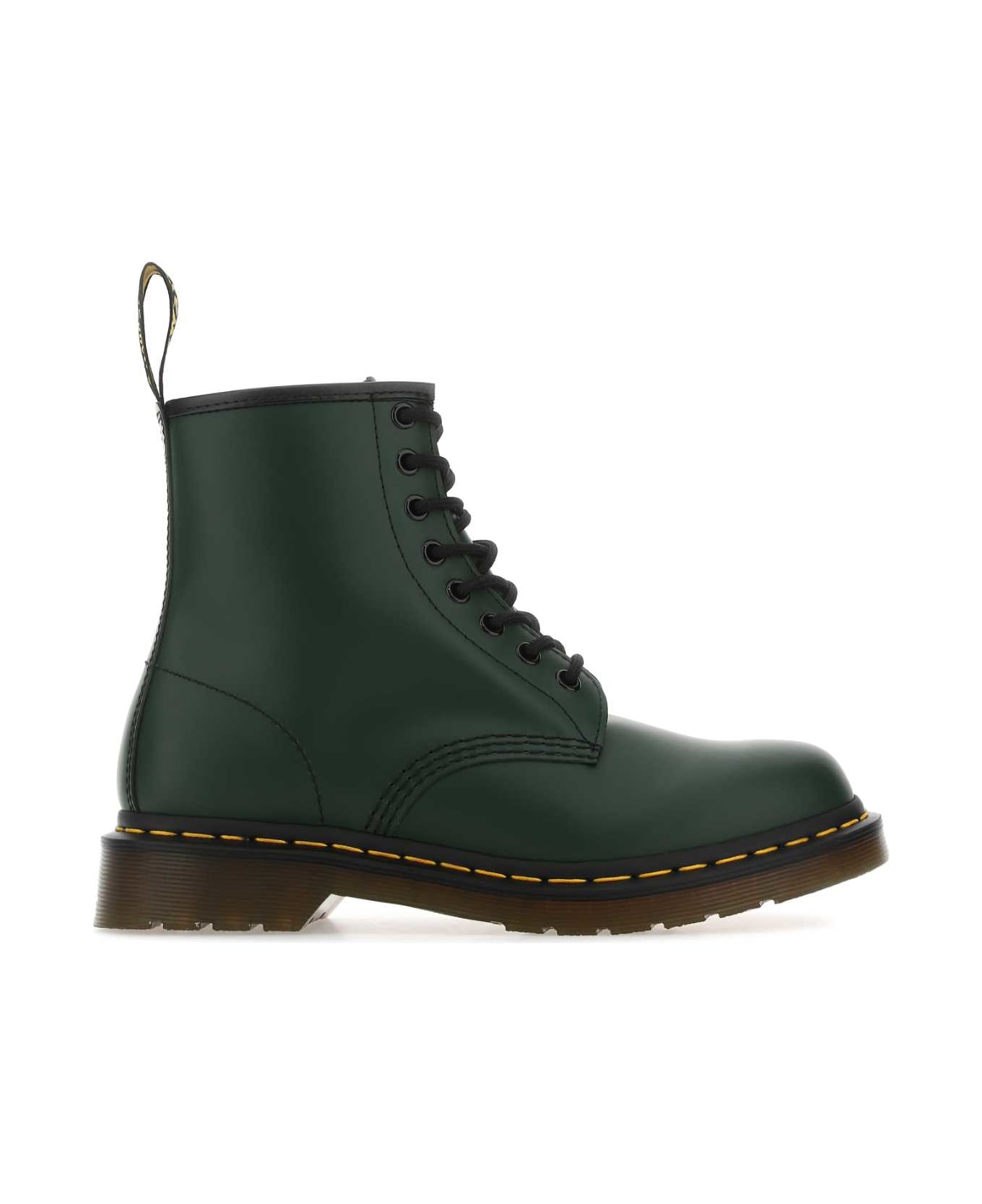 Dr. Martens Bottle Green Leather 1460 Ankle Boots - GreenSmooth