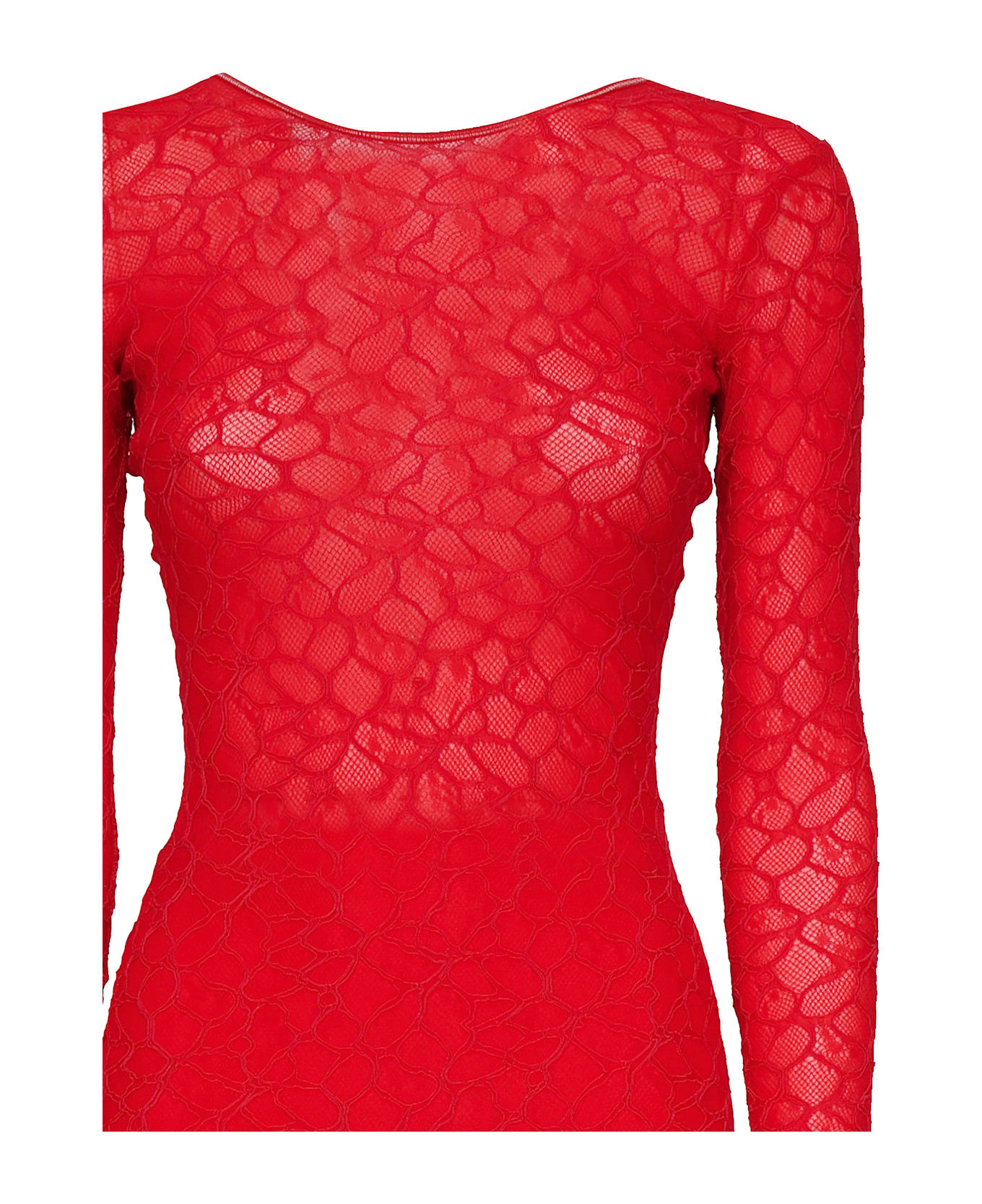 Pinko Lace Dress With Open Back - Red