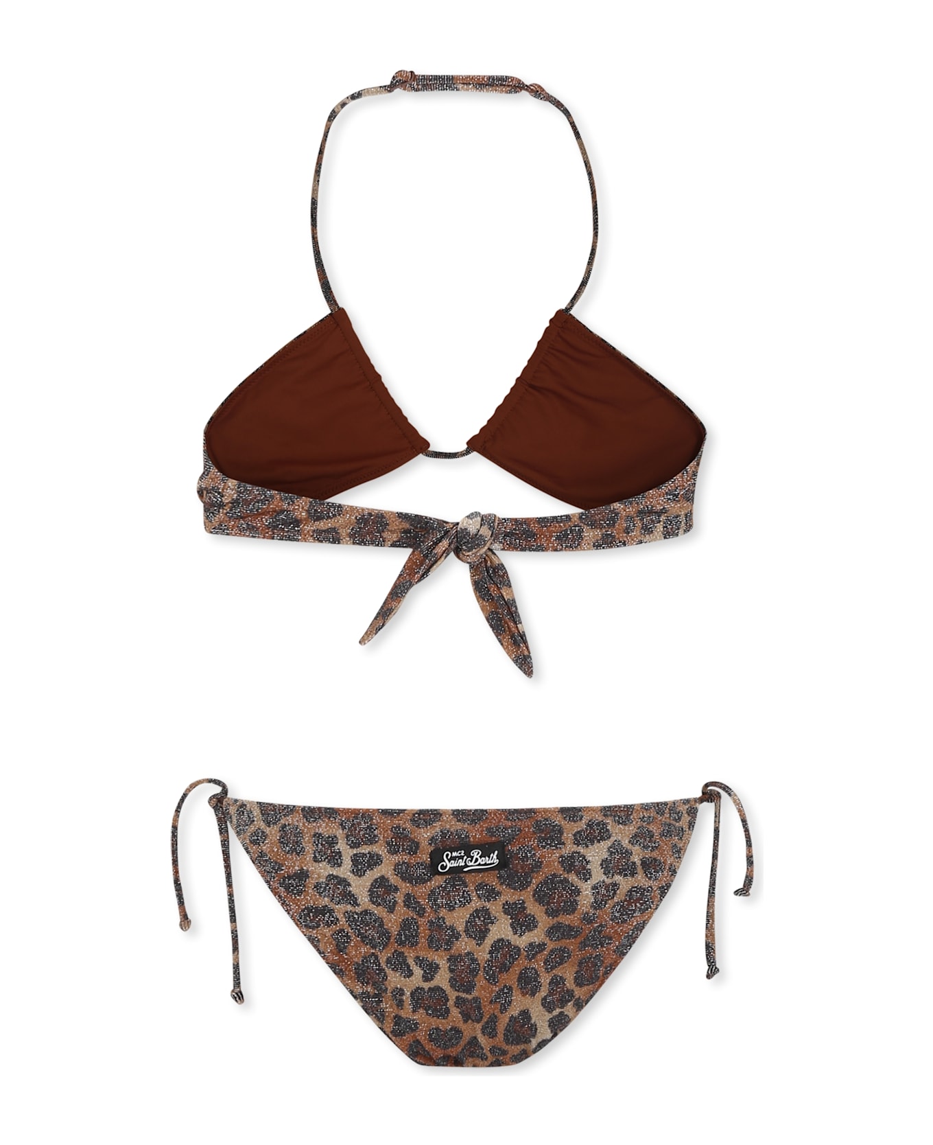 MC2 Saint Barth Brown Bikini For Girl With Animalier Print - Brown