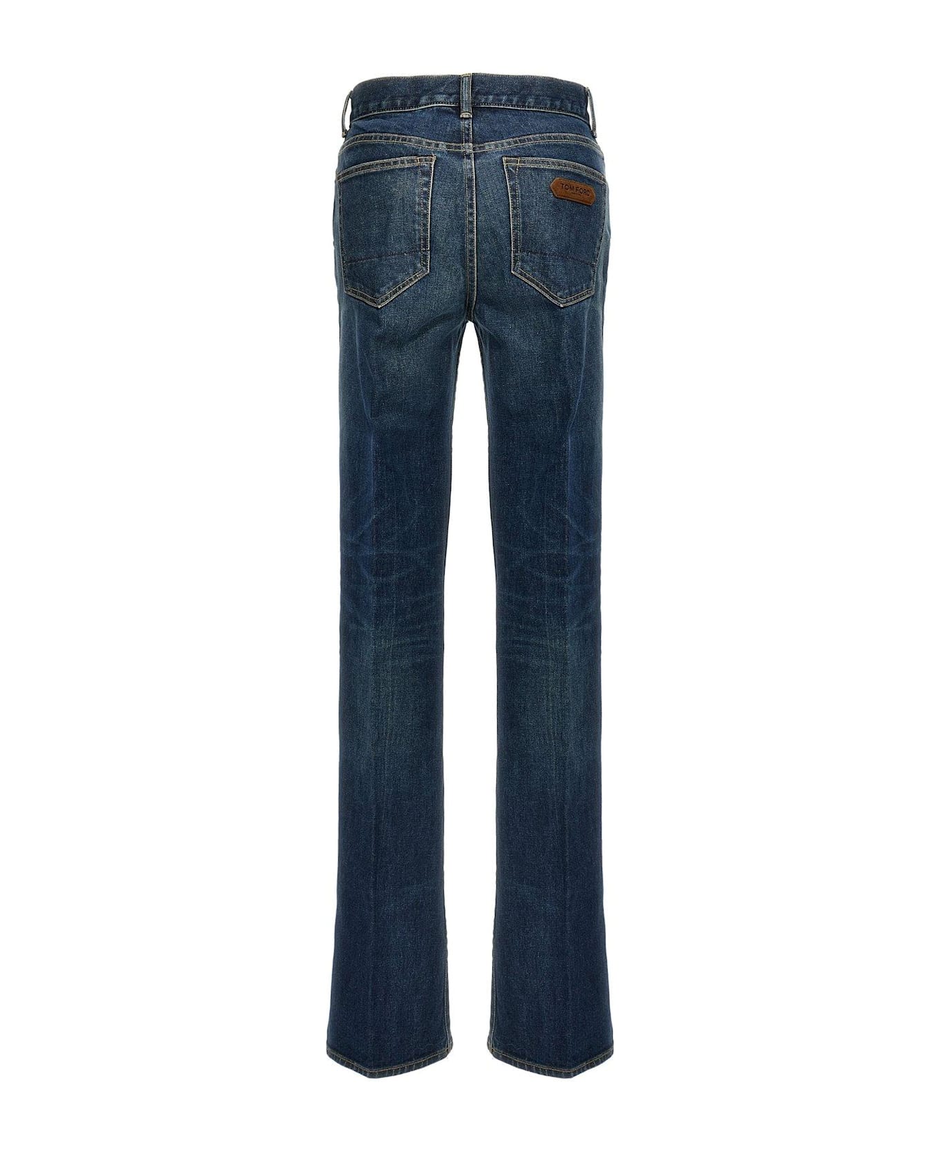 Tom Ford Stretch Raw Denim Flared Jeans - MID BLUE (Blue)