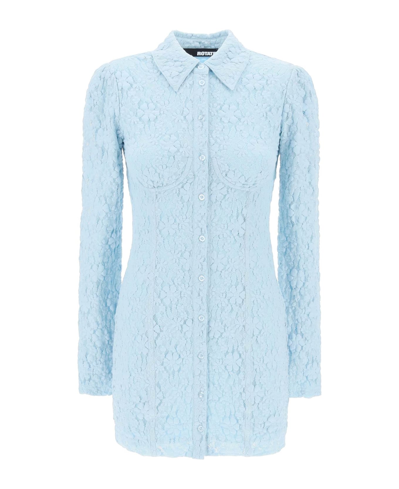 Rotate by Birger Christensen Mini Lace Chemisier Dress - OMPHALODES (Light blue)