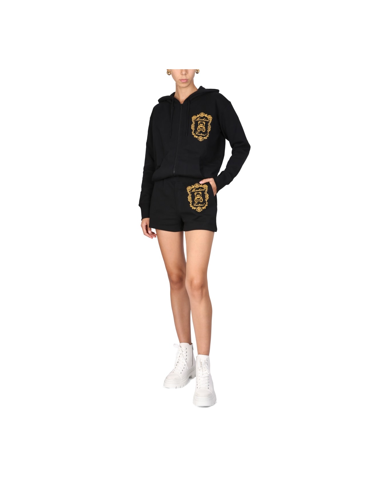 Moschino Shorts With Logo - BLACK
