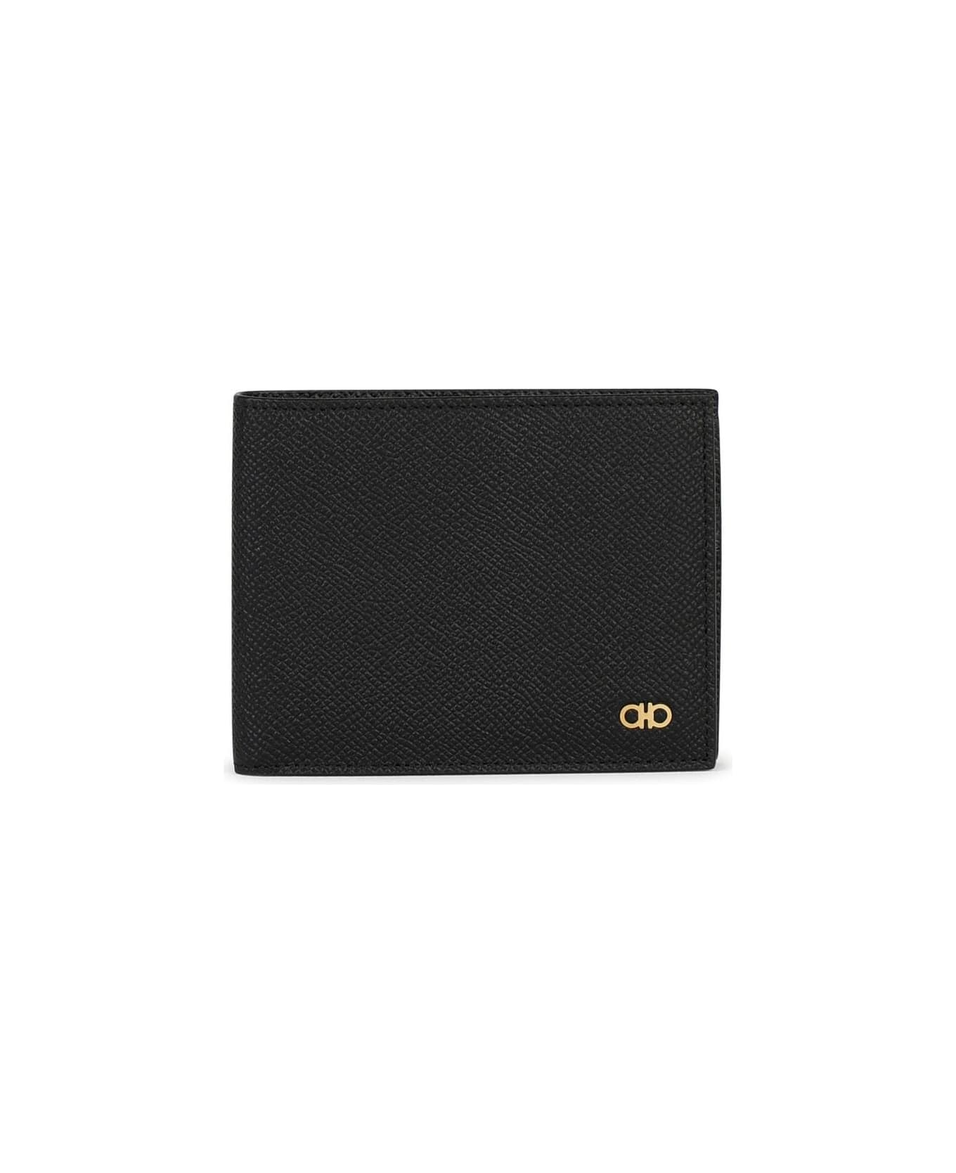 Ferragamo Gancini Plaque Bi-fold Wallet - Black 財布