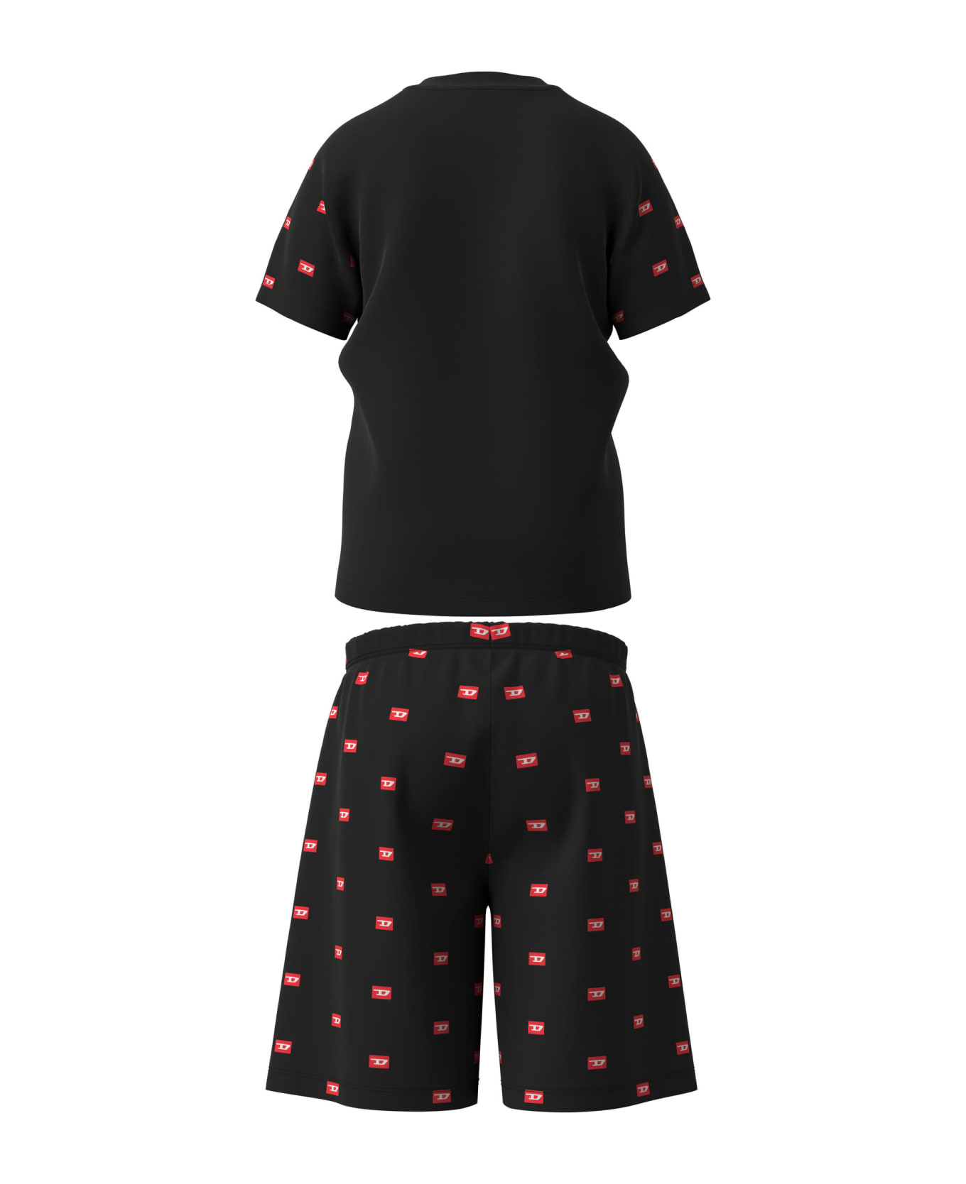 Diesel Untinbal D Pyjama Diesel Black Jersey Short Pajamas With Logo - Black