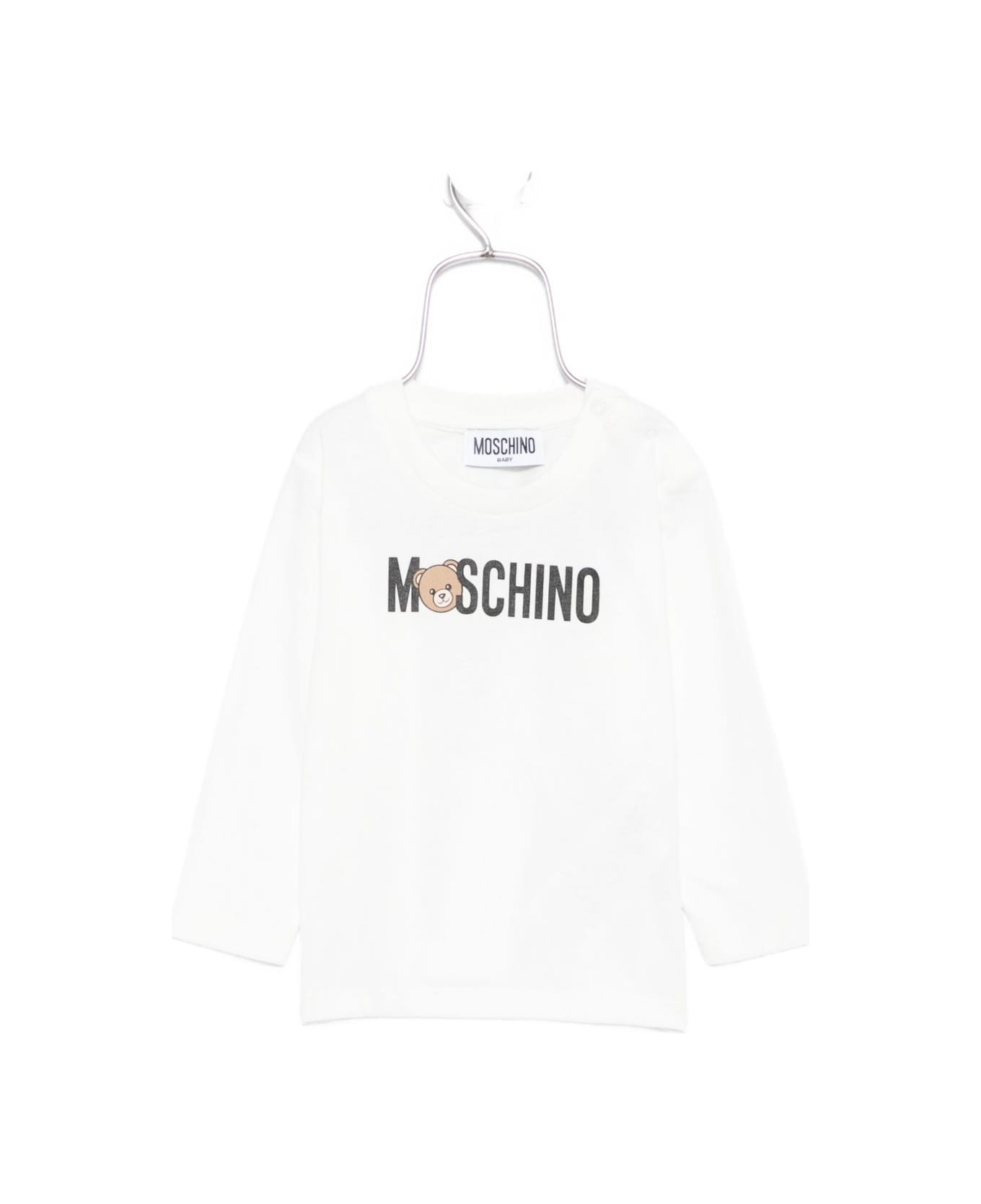 Moschino Kids Long-sleeved T-shirt With Teddy Print - White