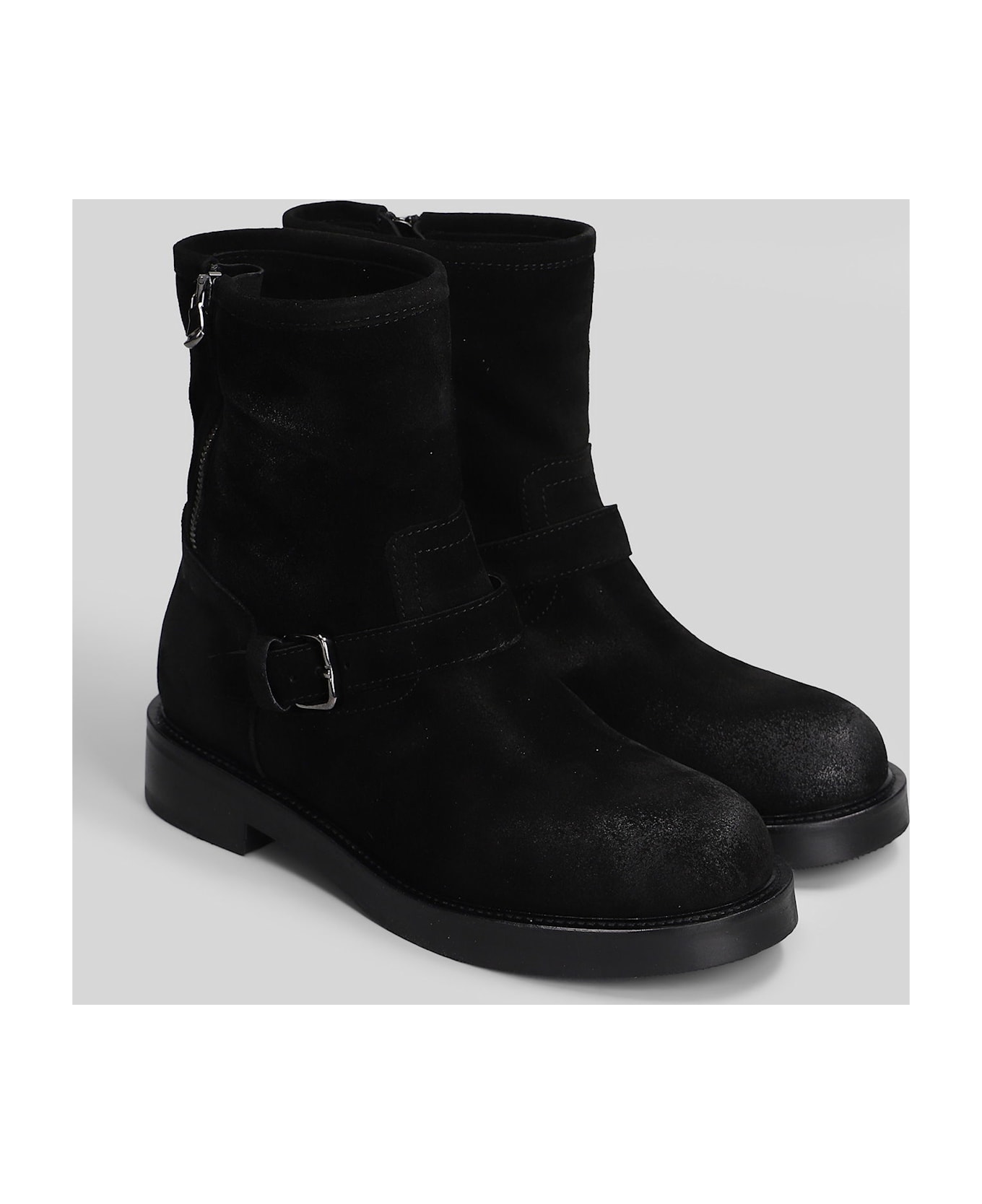 Julie Dee Low Heels Ankle Boots In Black Suede - black