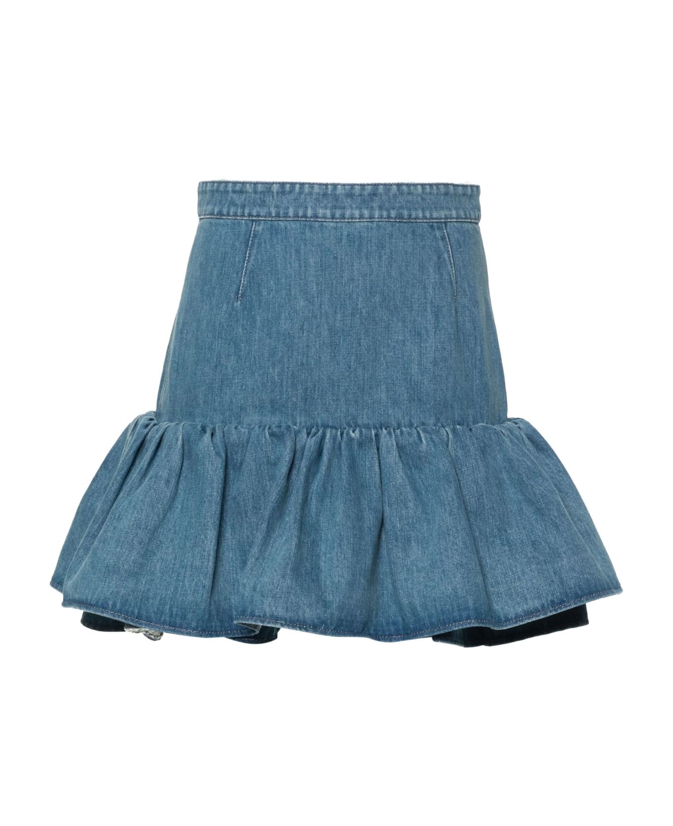 Patou Blue Cotton Blend Peplum Denim Skirt - Blue