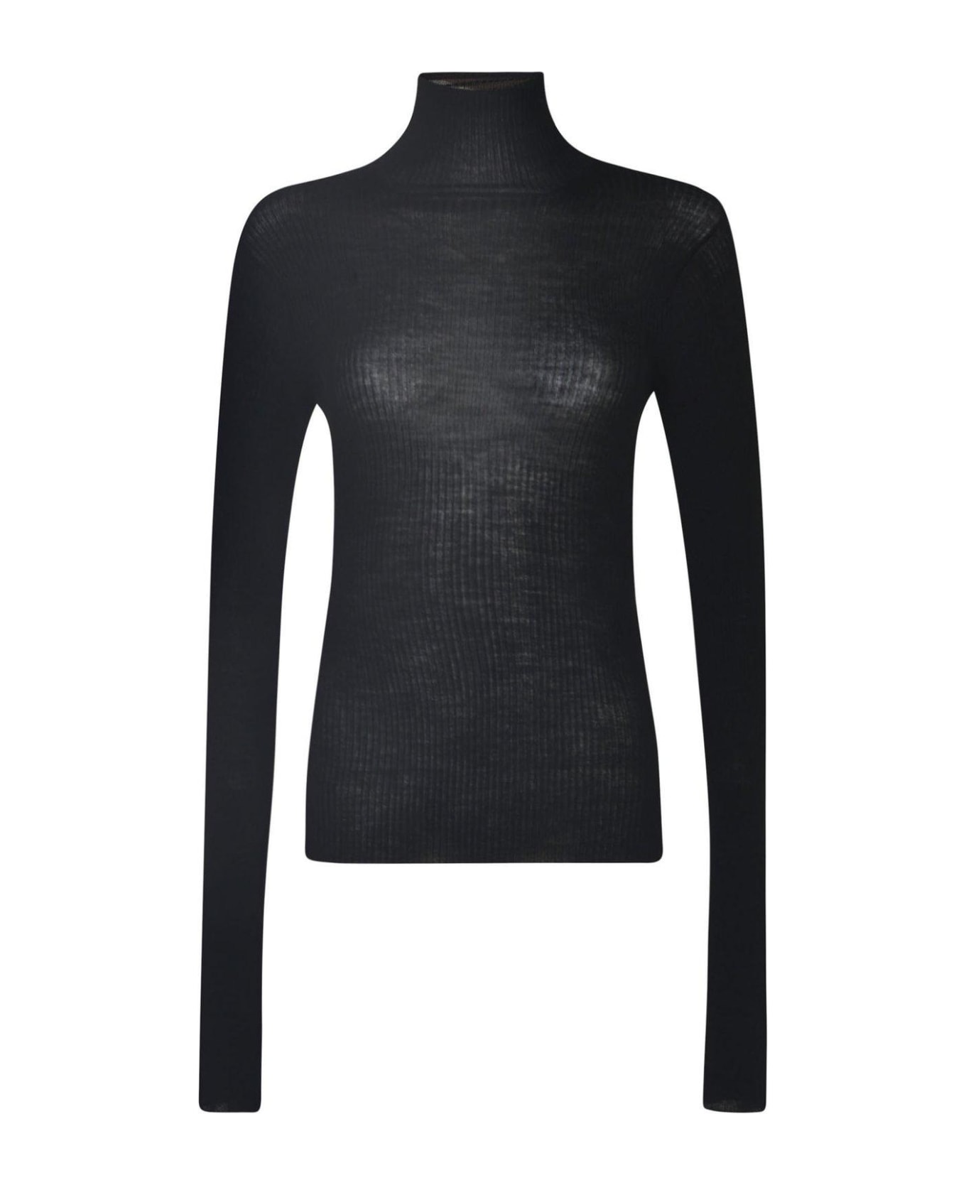 Ann Demeulemeester High-neck Ribbed Sweater - BLACK