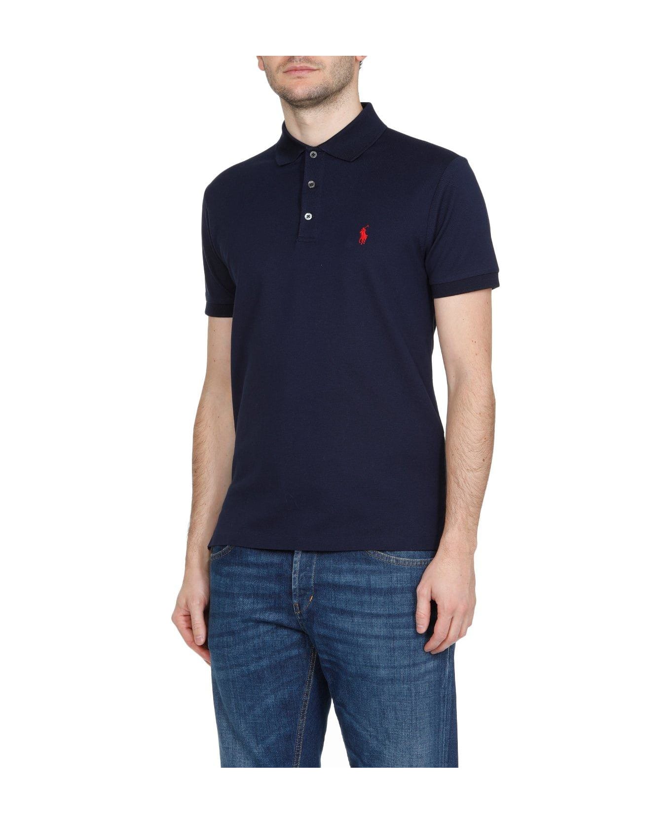 Ralph Lauren Logo Embroidered Slim-fit Polo Shirt - Refined Navy