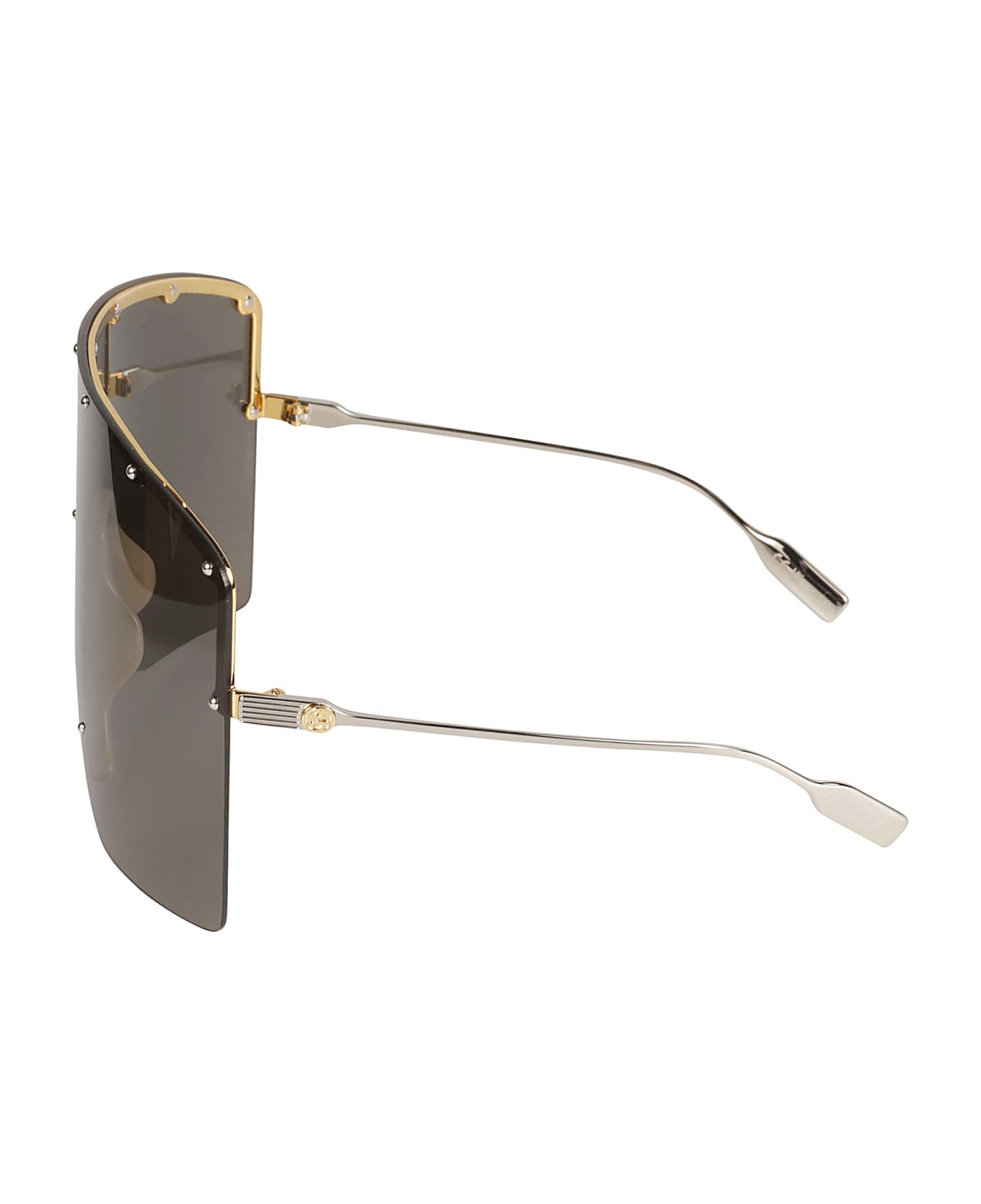 Gucci Eyewear Shield Studded Sunglasses - Gold/Silver サングラス