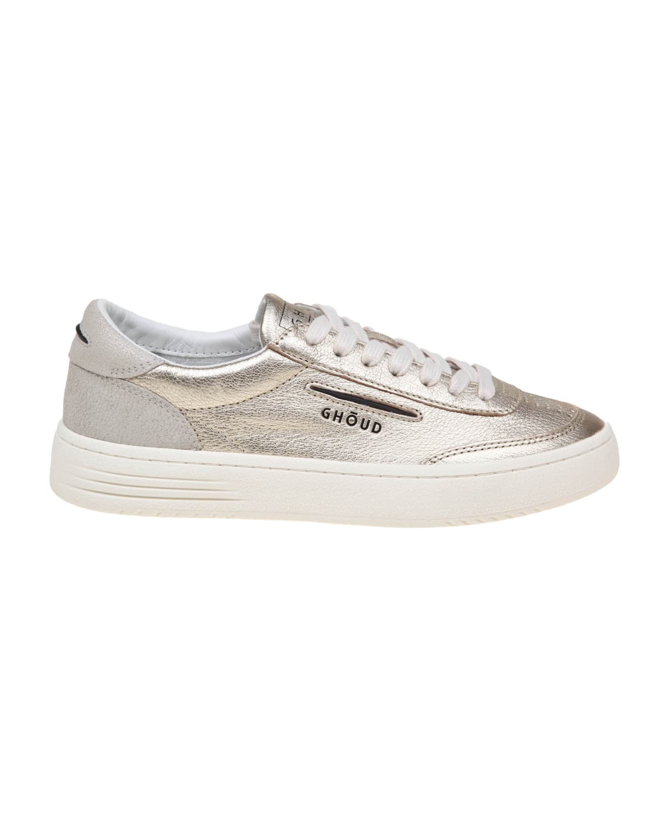 GHOUD Lido Low Sneakers In Platinum Color Leather - CRACKLE/MIRROR PLAT