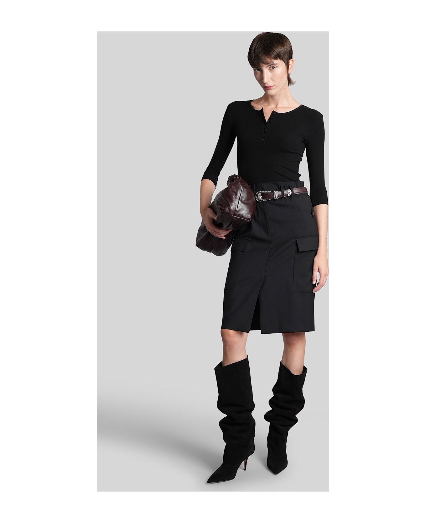 IRO Rosaria T-shirt In Black Wool And Polyester - black