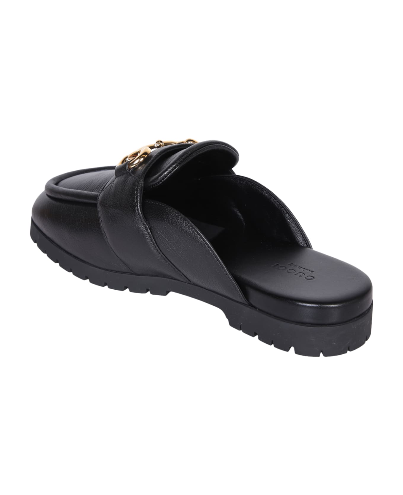 Gucci Black Leather Slippers - Black