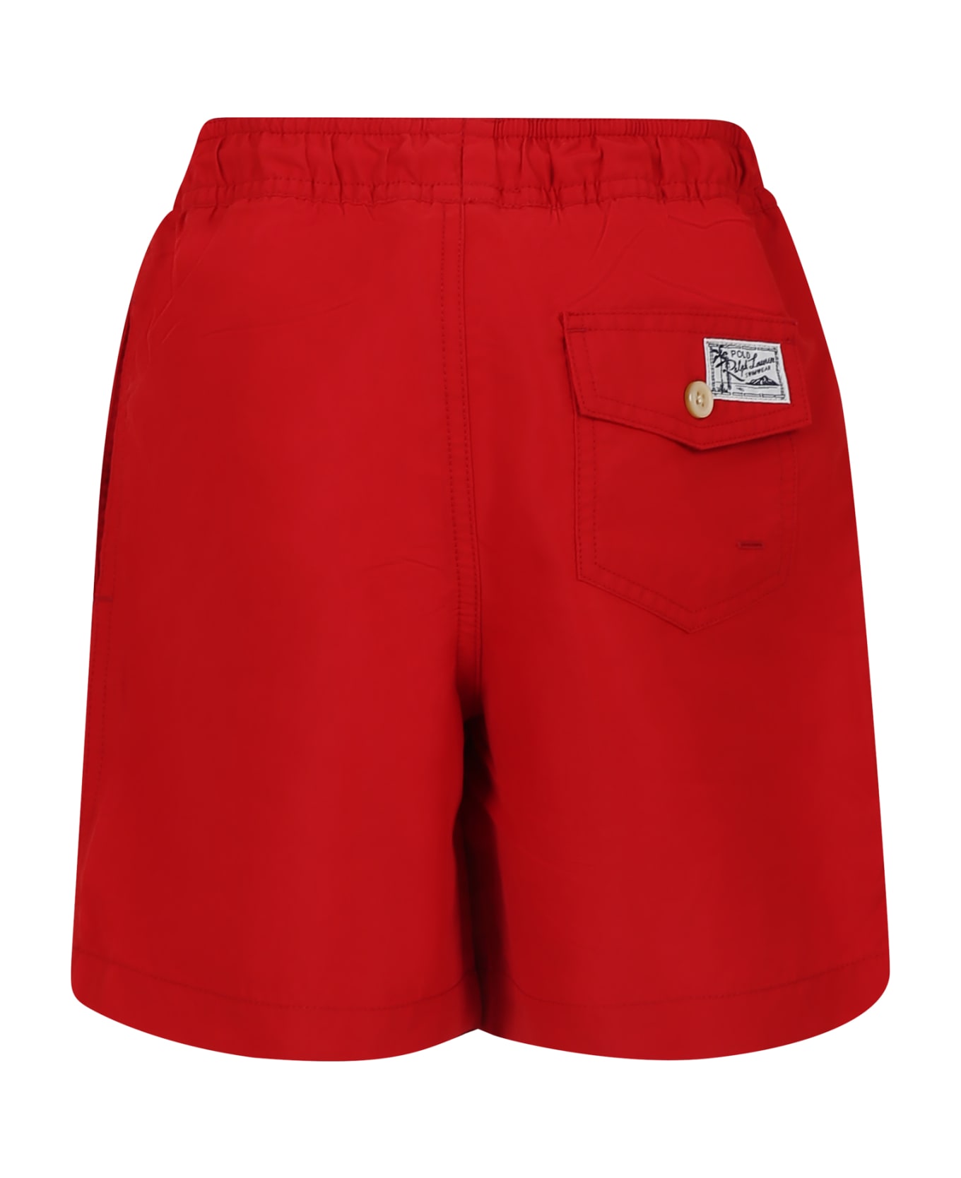 Ralph Lauren Red Swimsuit For Boy With Horse - Red 水着