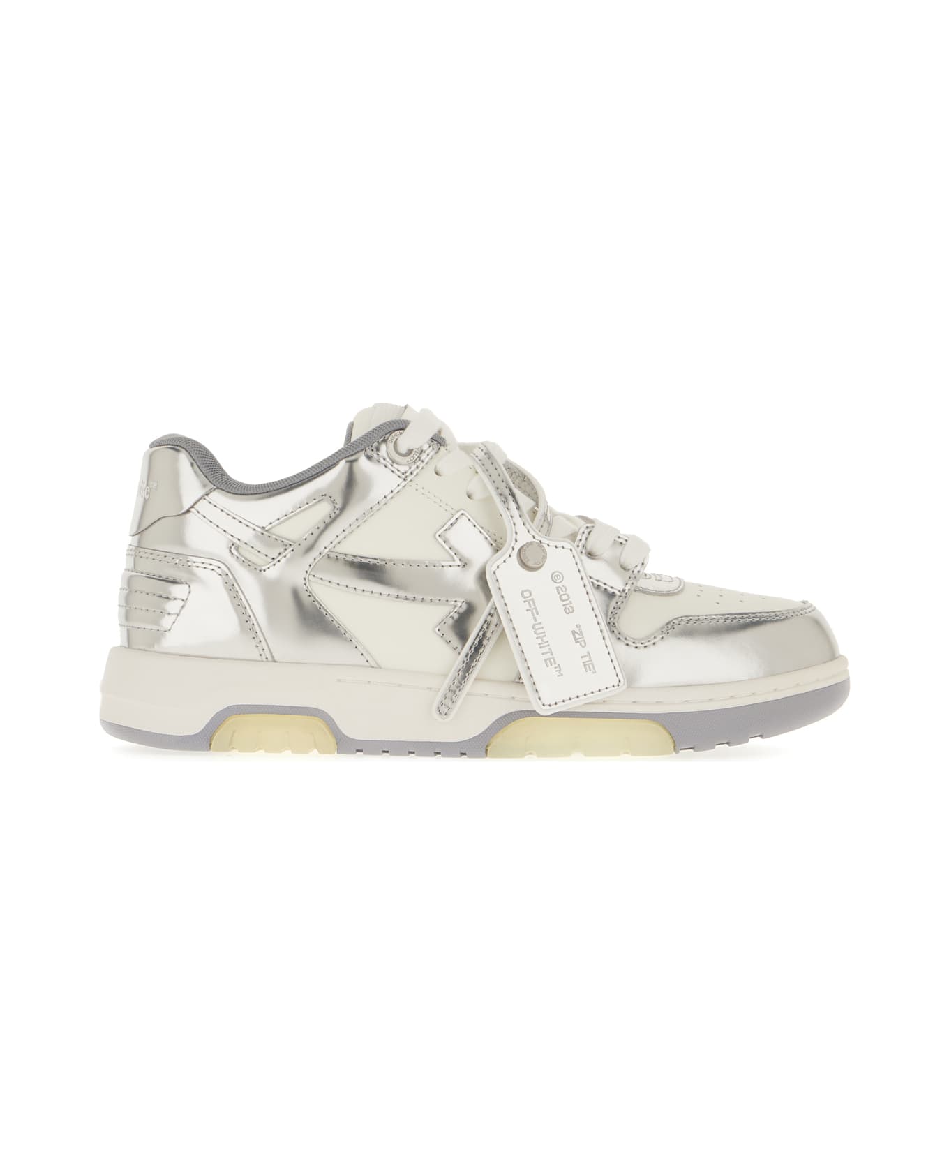 Off-White Two-tone Leather And Polyester Out Off Office Sneakers - WHITE SILVER