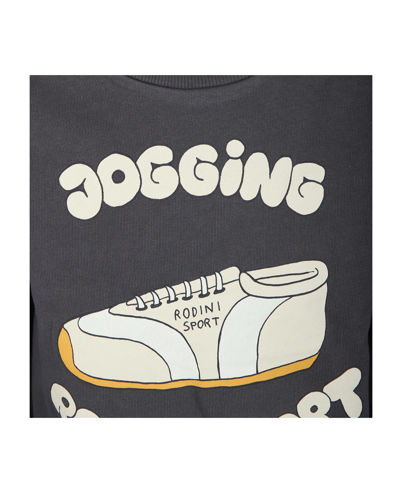 Mini Rodini Gray Sweatshirt For Kids With Jogging Sneakers Print - Grey ニットウェア＆スウェットシャツ