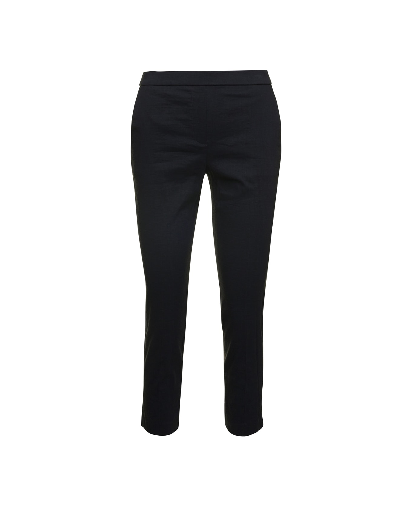 Theory Black Pull On Trousers In Linen Stretch Woman - Black